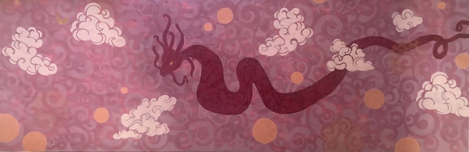 Spirit Dragon Dances in the Dream Clouds painting by Kathy Harmon-Luber