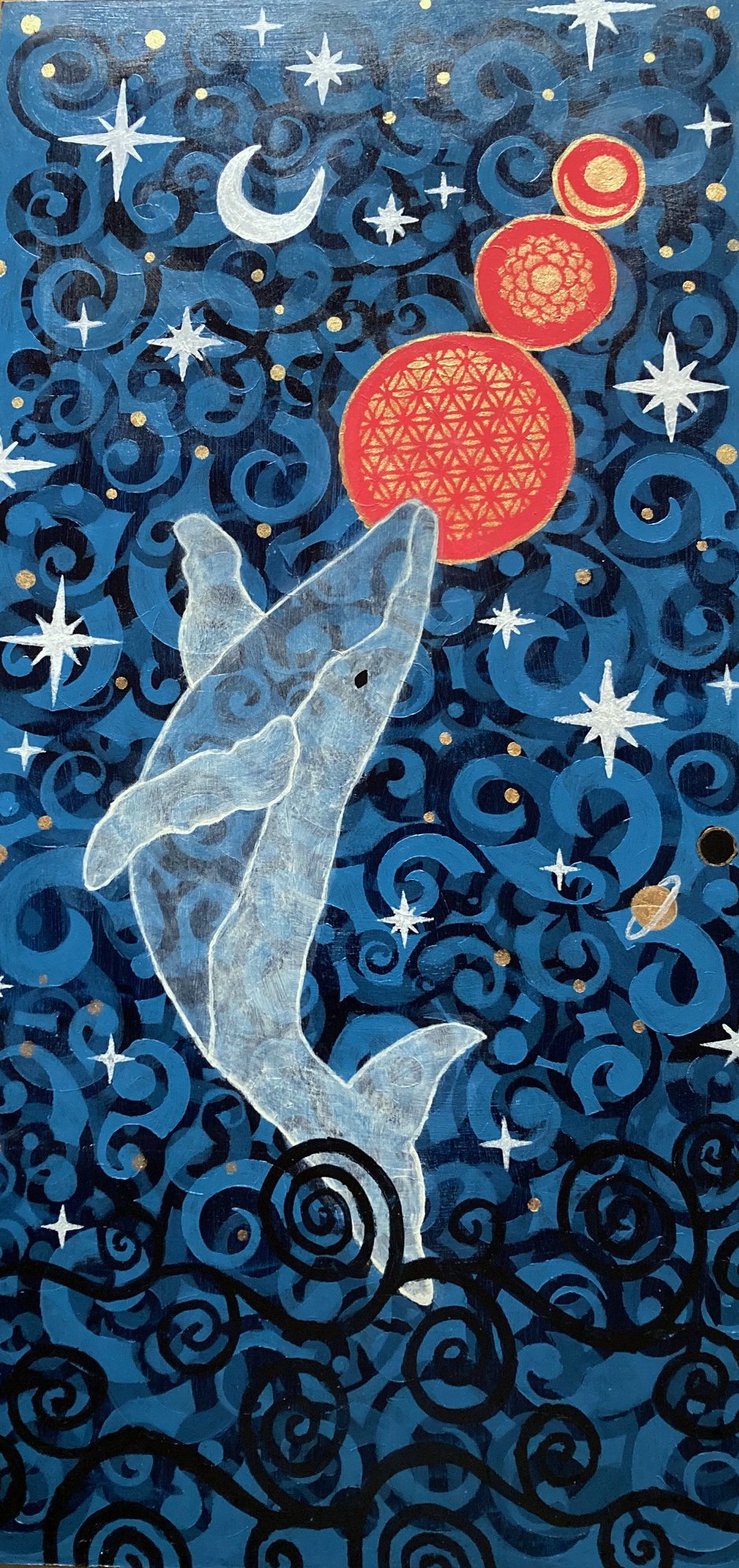 Sedna Births the Cosmic Whale painting by Kathy Harmon-Luber
