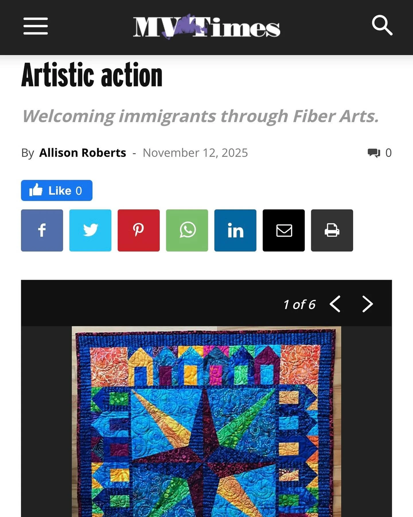 Big thank you to Allison Winters of the @marthasvineyardtimes for sharing Welcome Blanket with the Martha&rsquo;s Vineyard community. And to Kate Warner and the entire West Tisbury Quilting Circle sent welcome blankets, including Kim Manter, Julia Bu