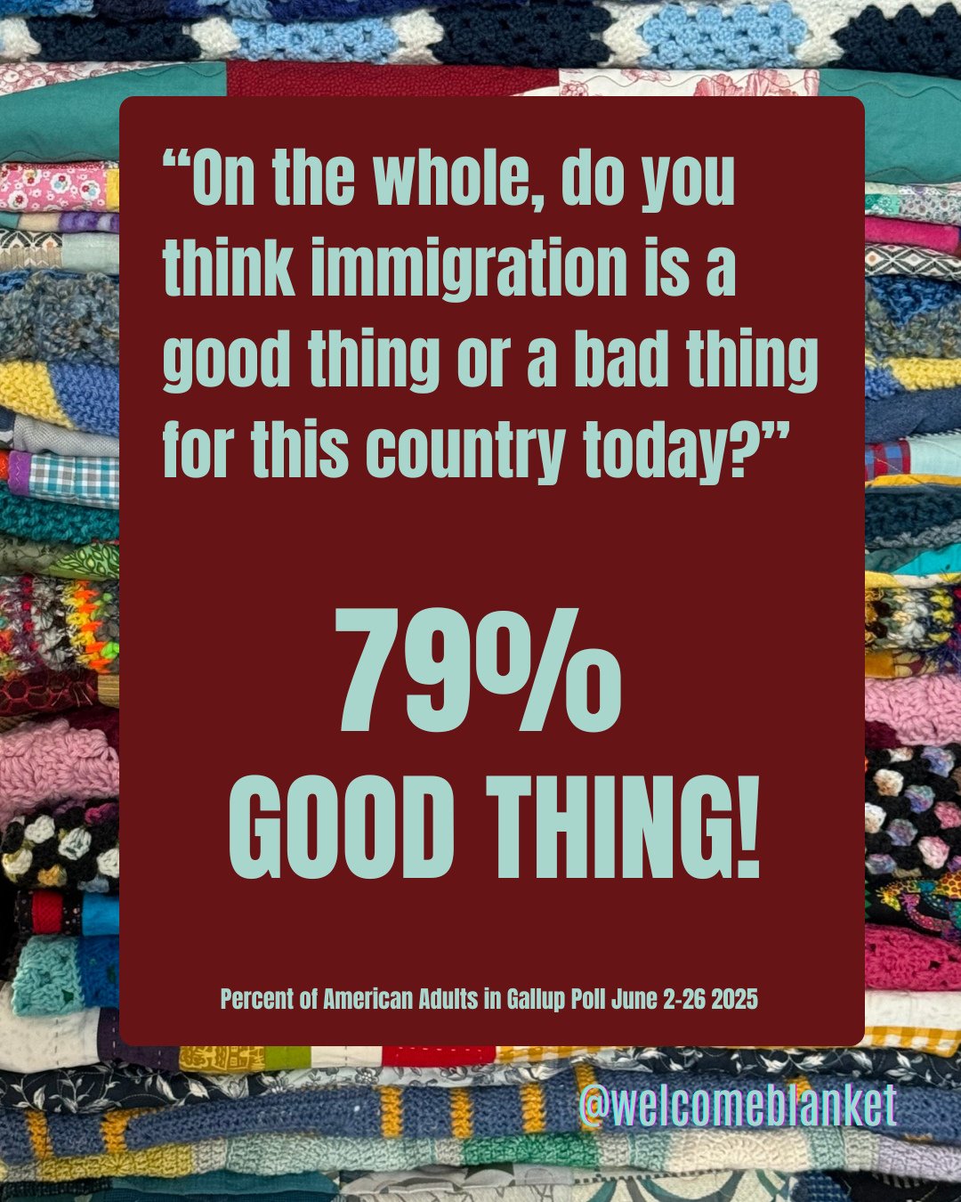 🇺🇸 Good news on immigration in the U.S.!⁠
⁠
A recent Gallup poll (from June) shows that Americans are increasingly positive about immigration:⁠
✨ 79% of U.S. adults now say immigration is a good thing for the country &mdash; a record high.⁠
✨ Only 