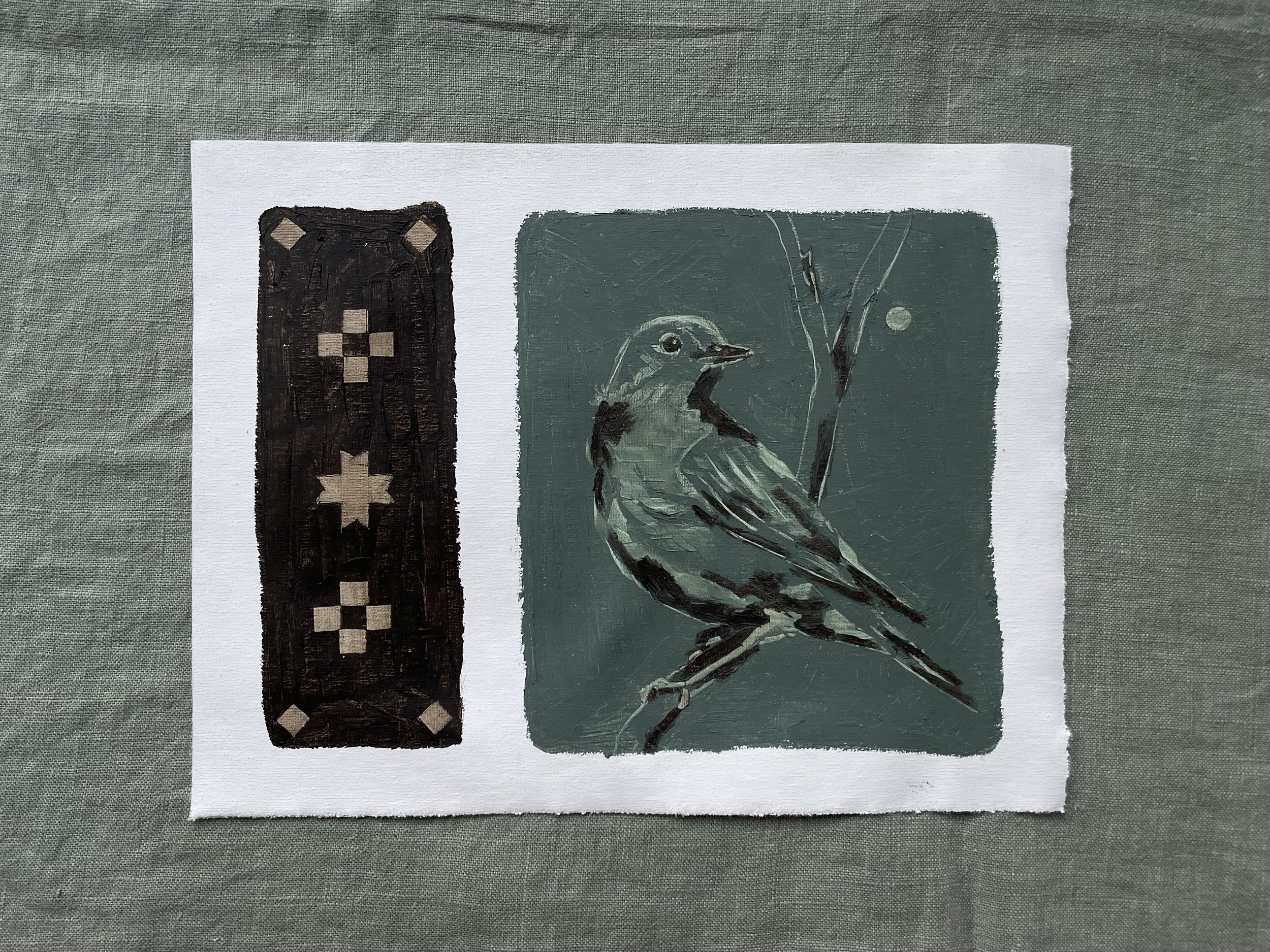 Swallow and Quilt Square Painting