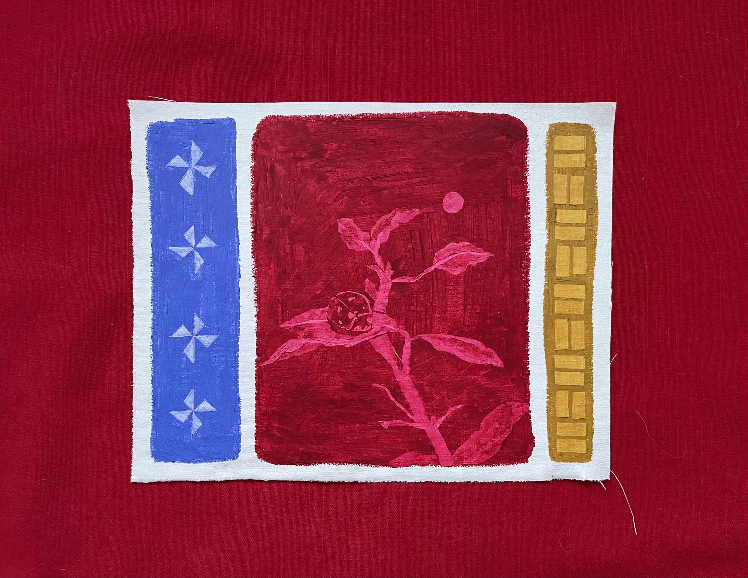 Ladybug and Quilt Square Painting