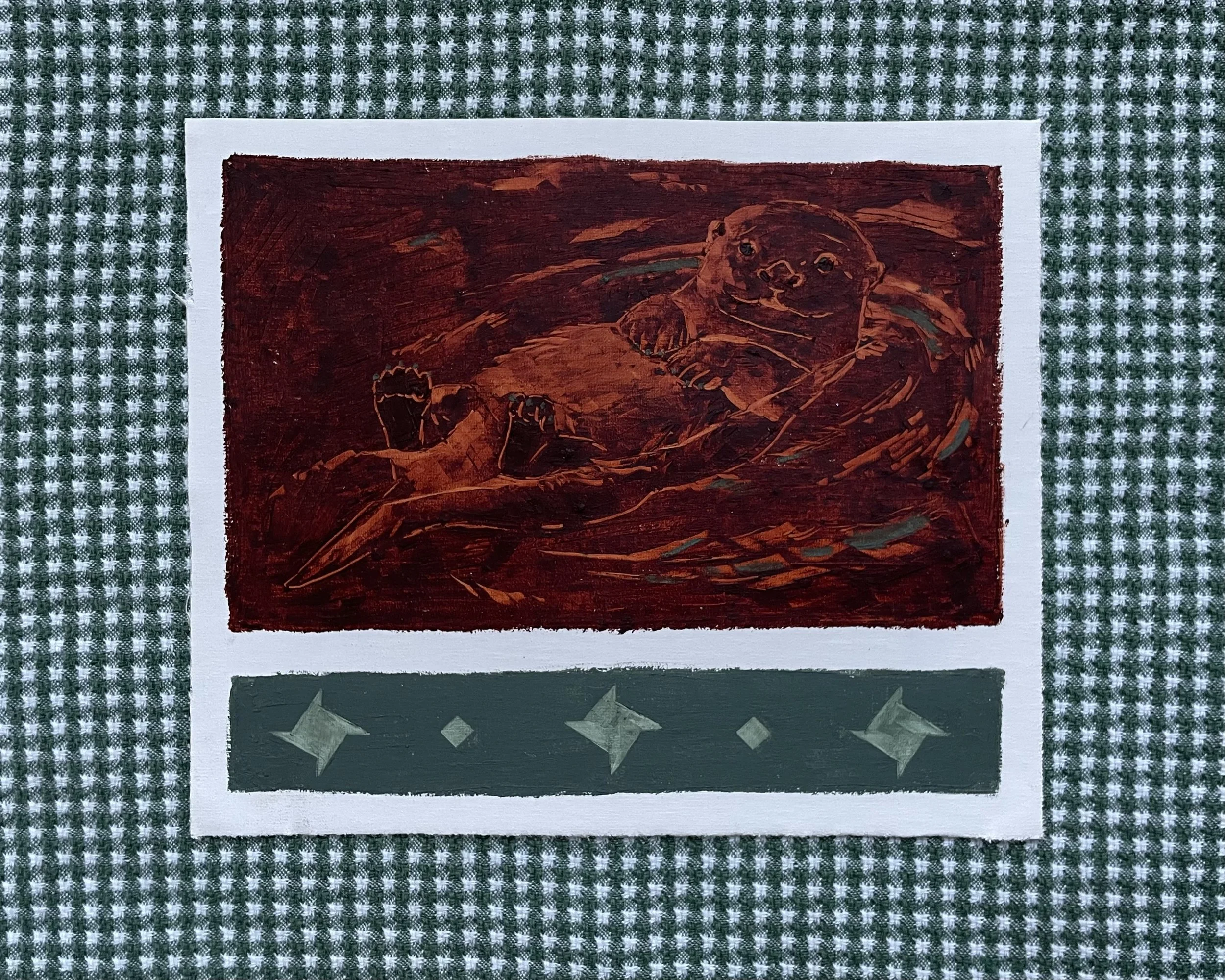Otter and Quilt Square Painting