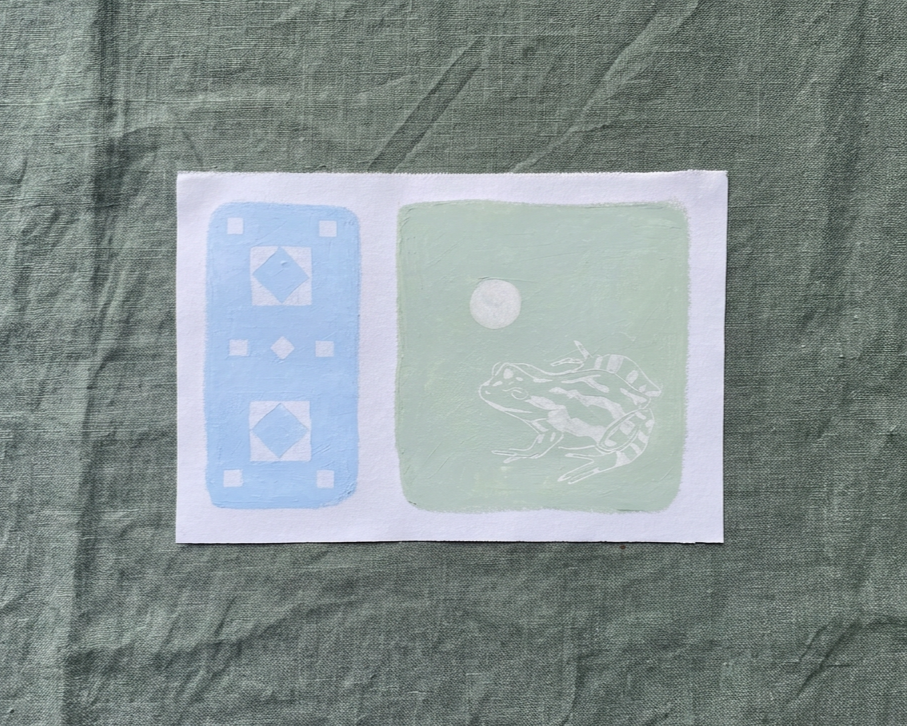 Frog and Quilt Square Painting
