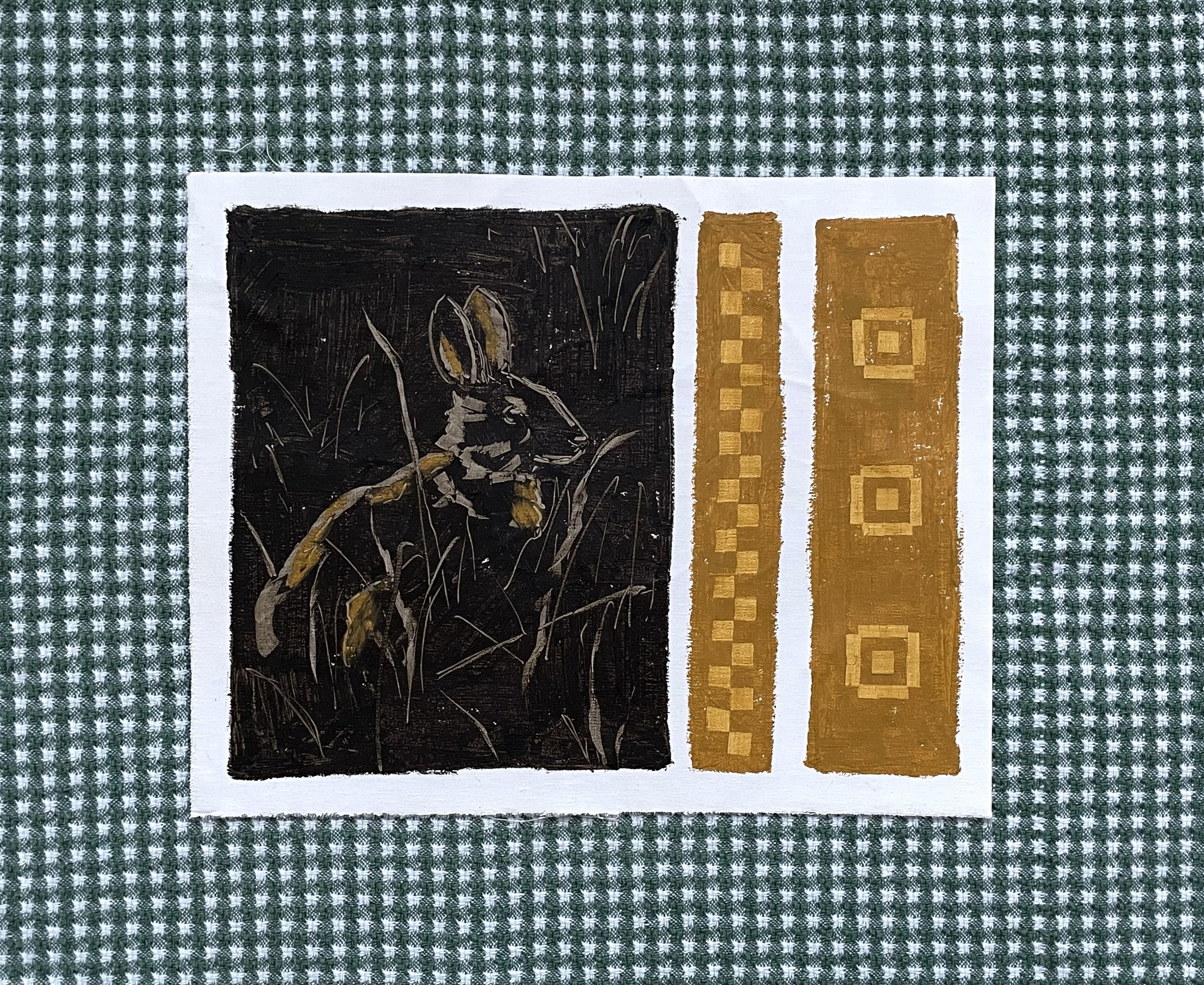 Bunny and Quilt Square Painting