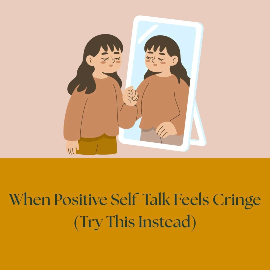 Girl speaking affirmations to self in front of a mirror