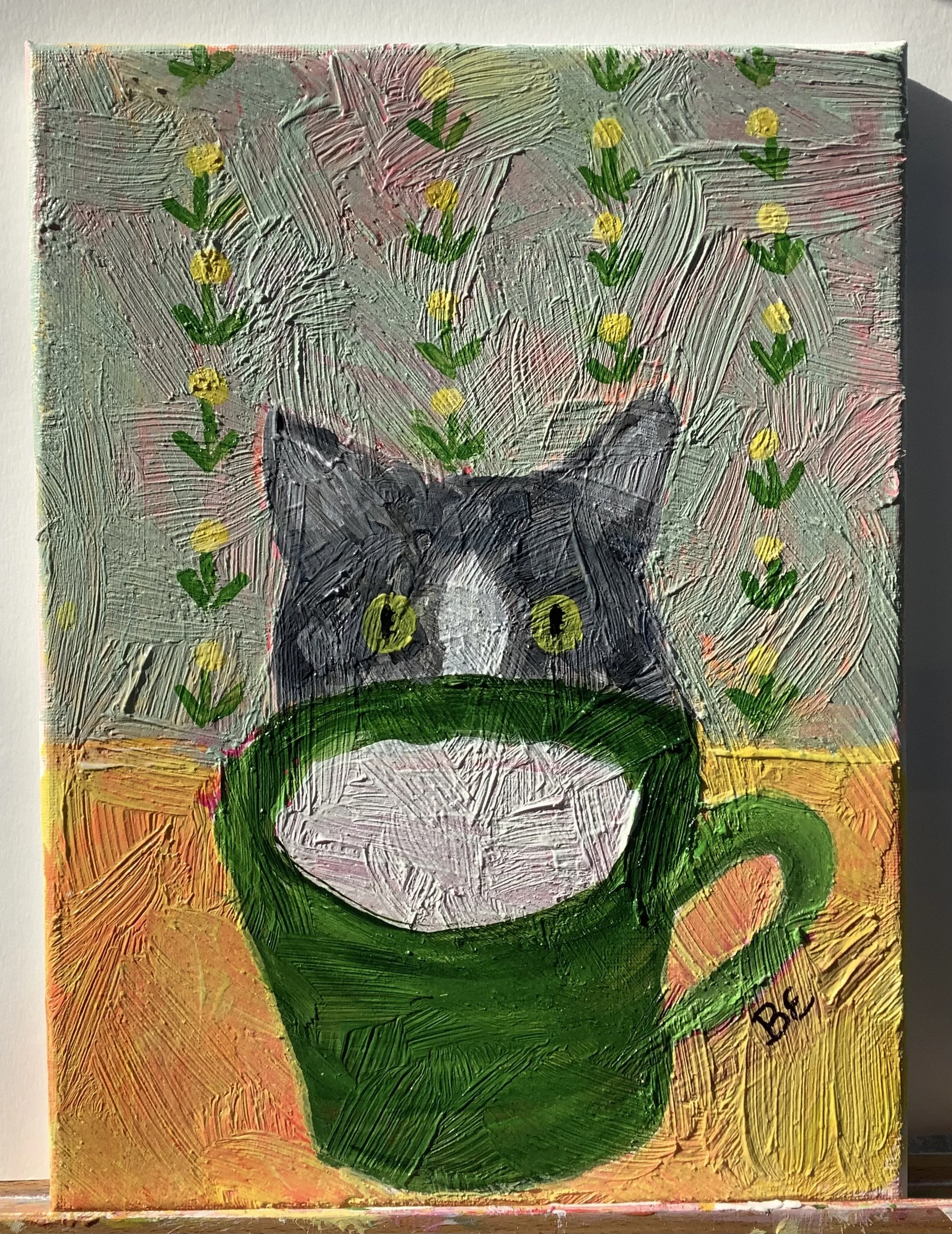 Sold~Betsy's favorite time of day is sharing her breakfast with her cat, Miss Lois Butter.