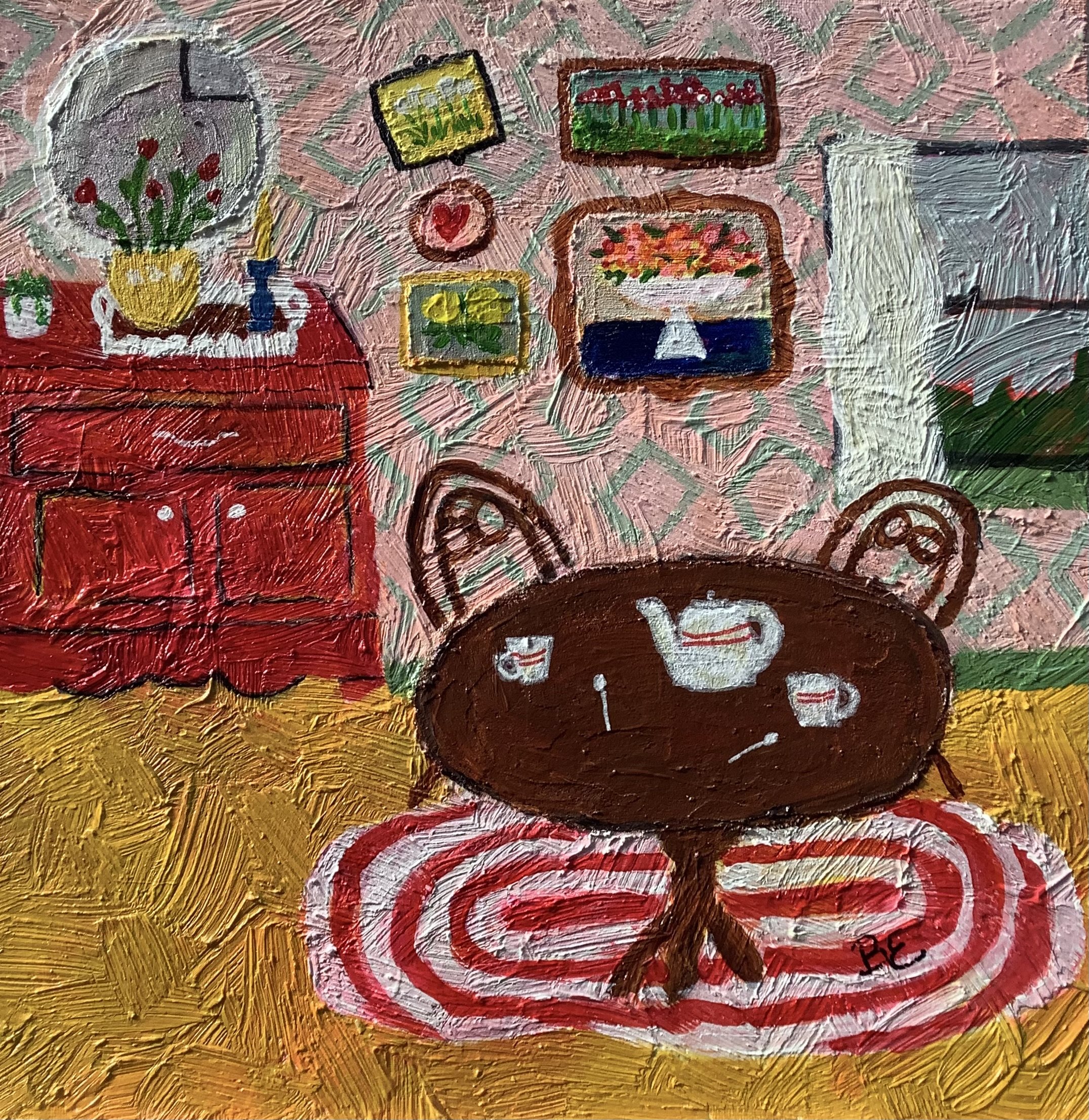 Sold~Ethel painted the dresser red on a whim twenty years ago. Everything else just kind of fell into place around it.
