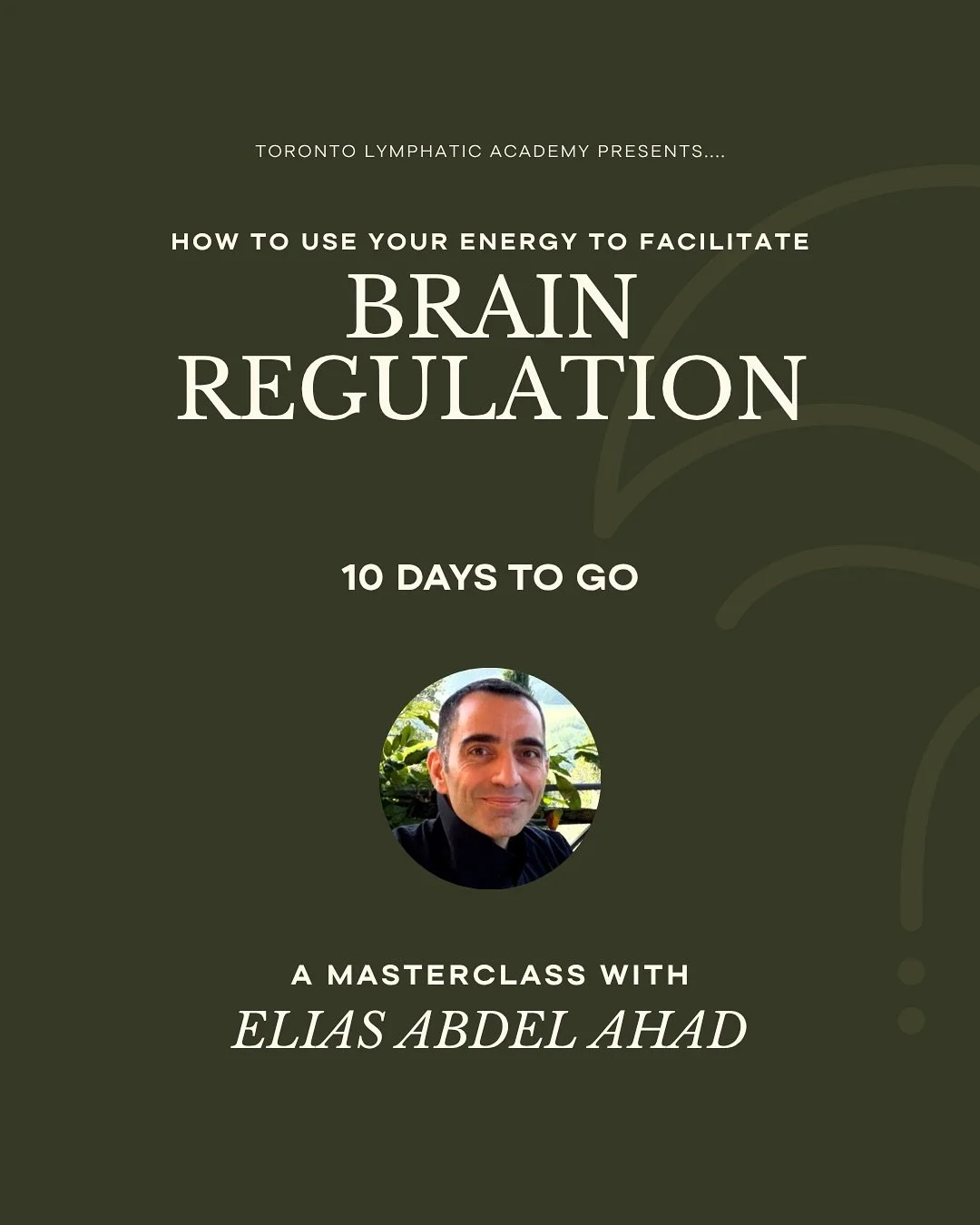 10 days to go until our Brain Regulation Masterclass with Elias Abdel Ahad! 

If you&rsquo;ve ever wondered how to:

🌀Get your clients into deeper parasympathetic states
🌀Facilitate healing beyond technique
🌀Support the nervous system through both