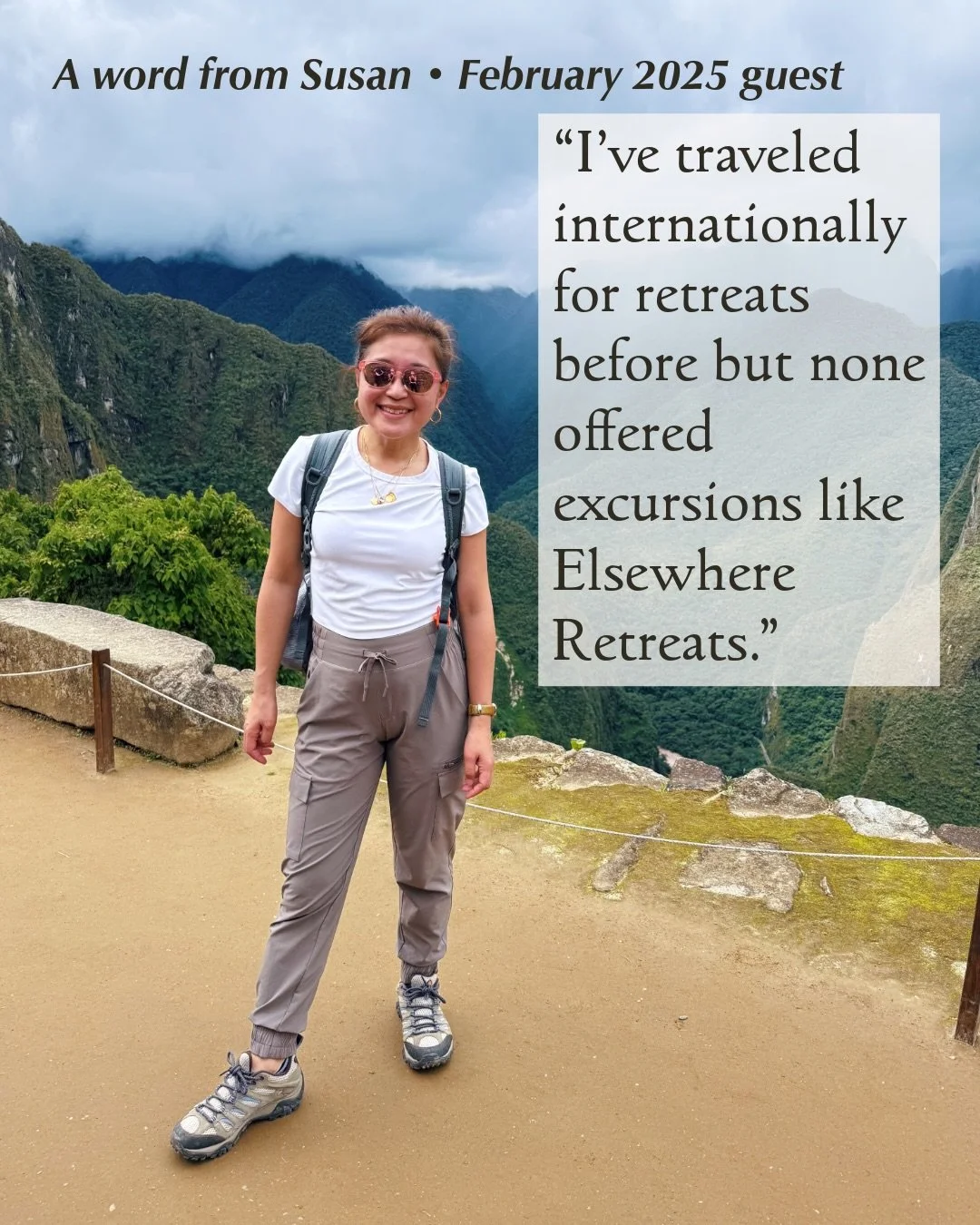 Meet Susan ❤️

A lifelong New Yorker, nonprofit leader, community advocate, and the kind of person who has spent a lot of her life showing up for other people.

She came to Peru with us curious, adventurous, and with plenty of questions (which we lov