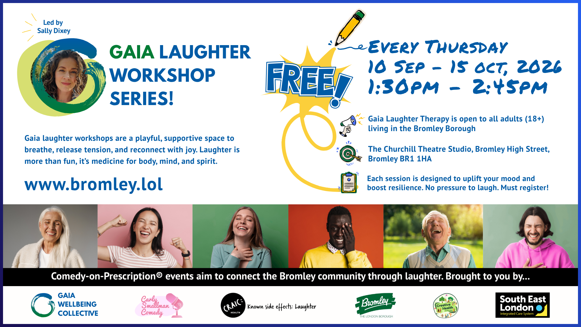 FREE laughter workshop series in Bromley!