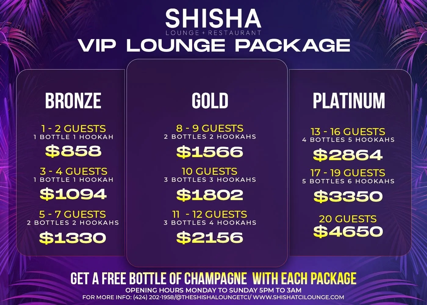 Bottle Packages — Shisha Lounge