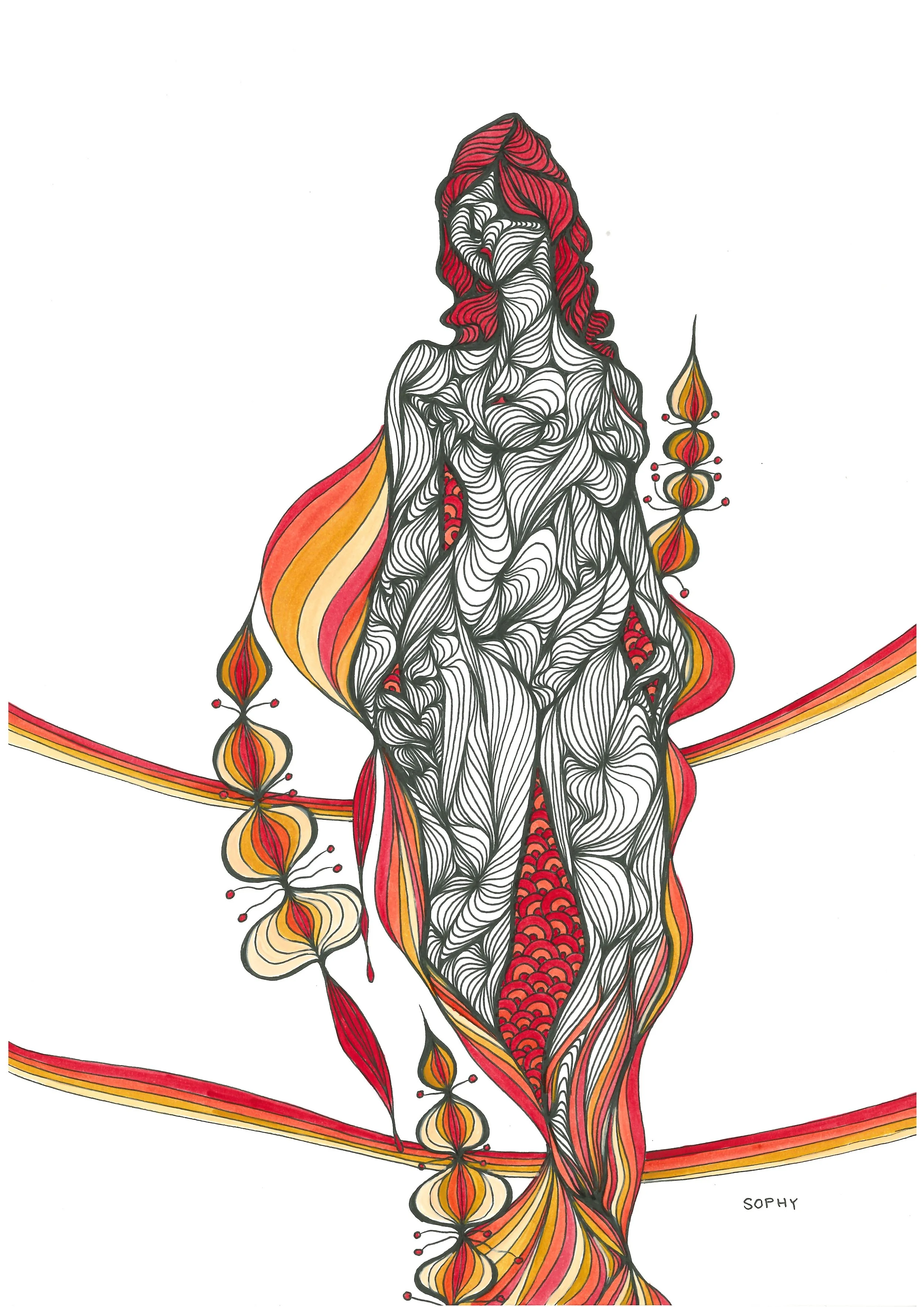 Thrill 5 - Pen and oil-paint A4