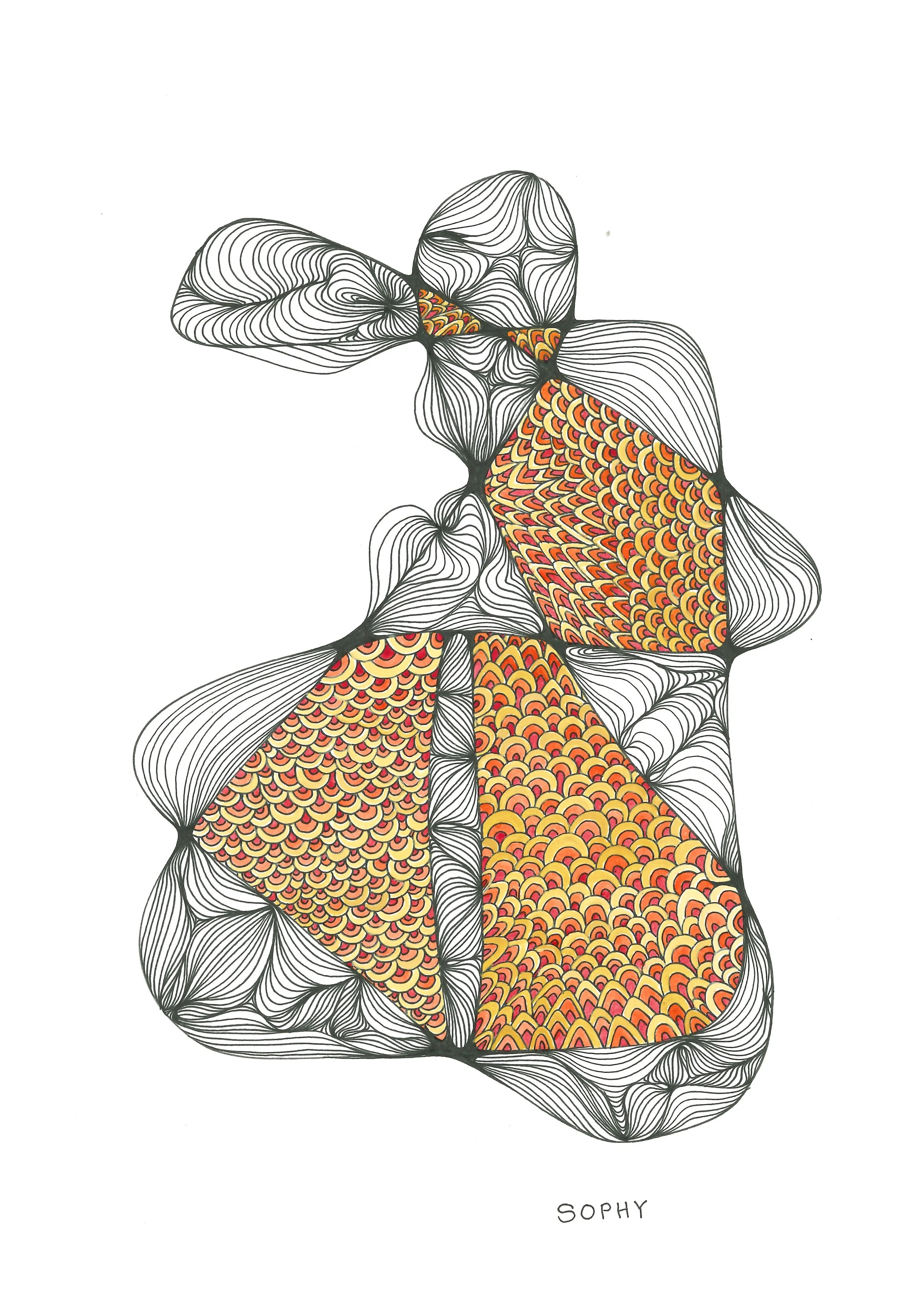 Thrill 8 - Pen and oil-paint A4