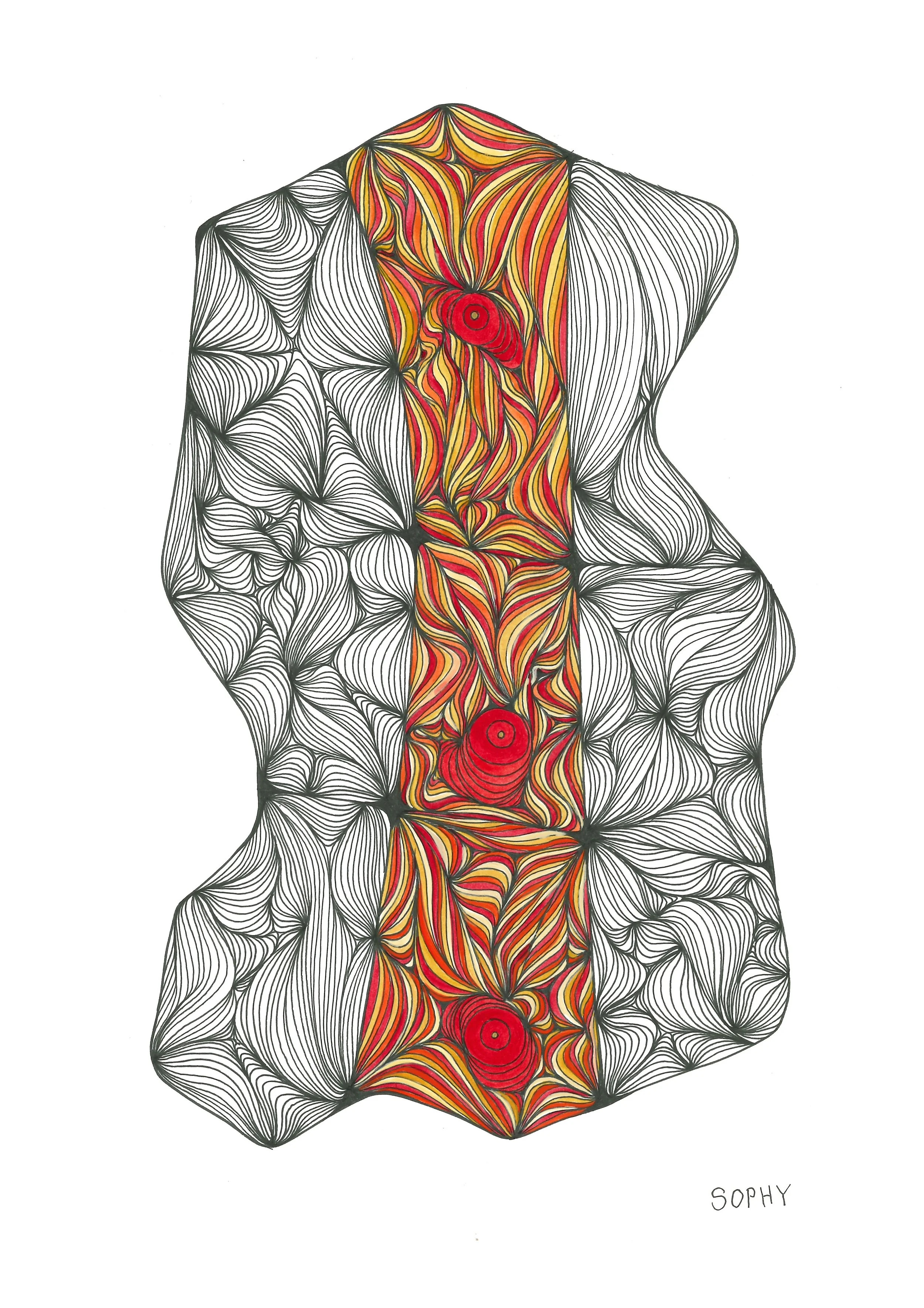 Thrill 12 - Pen and oil-paint A4