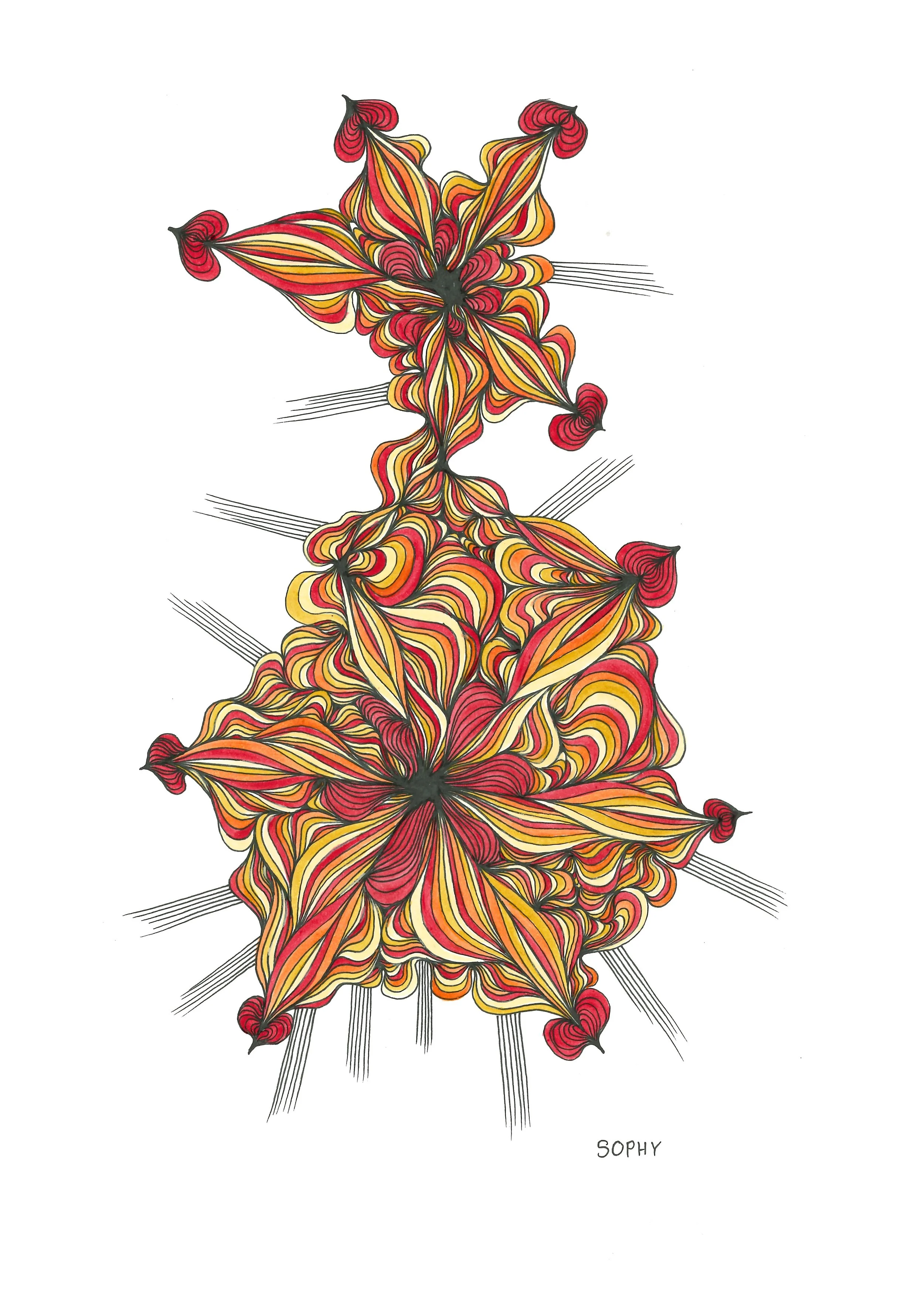 Thrill 2 - Pen and oil-paint A4