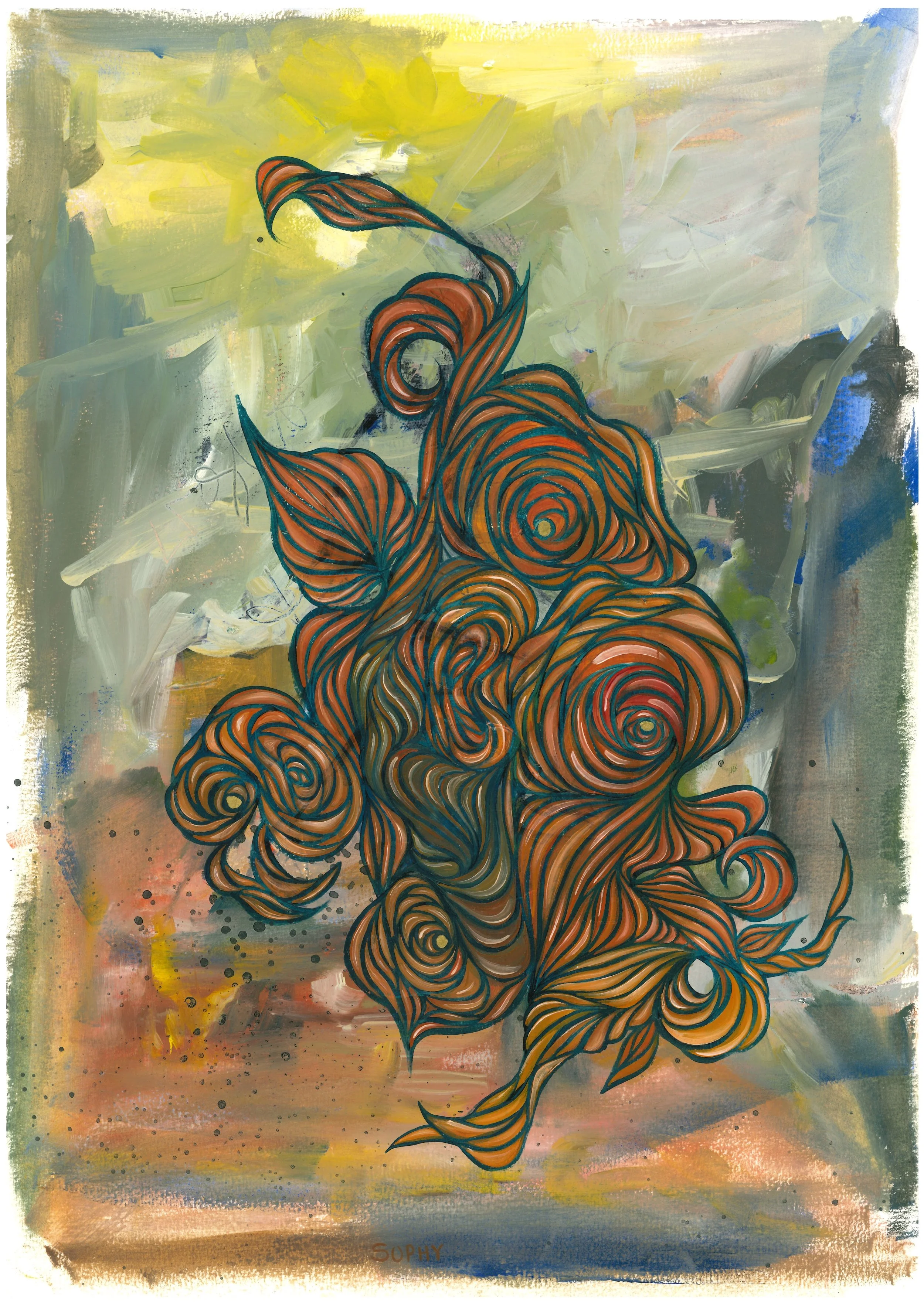 Oil-paint on paper A3