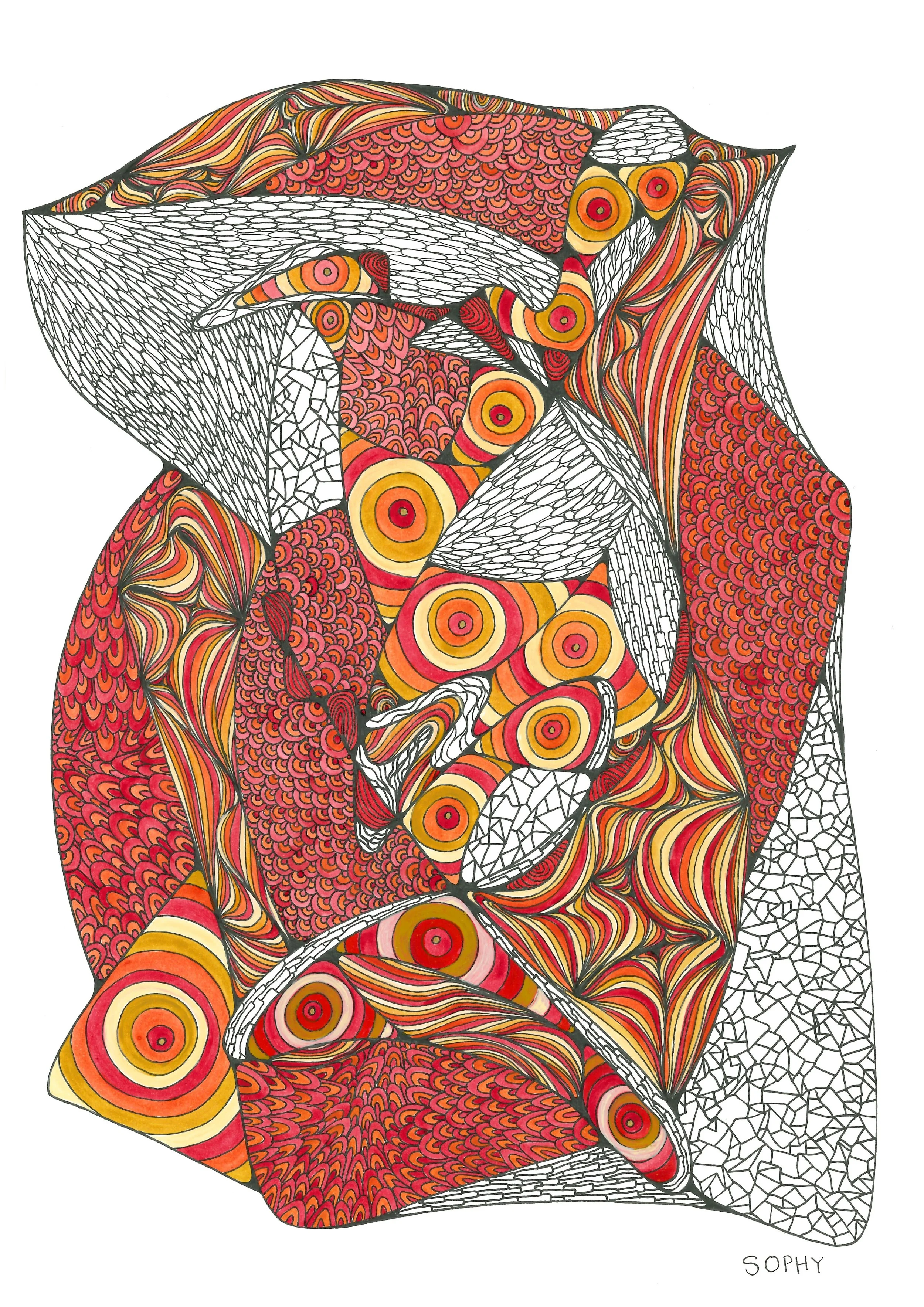 Thrill 4 - Pen and oil-paint A4