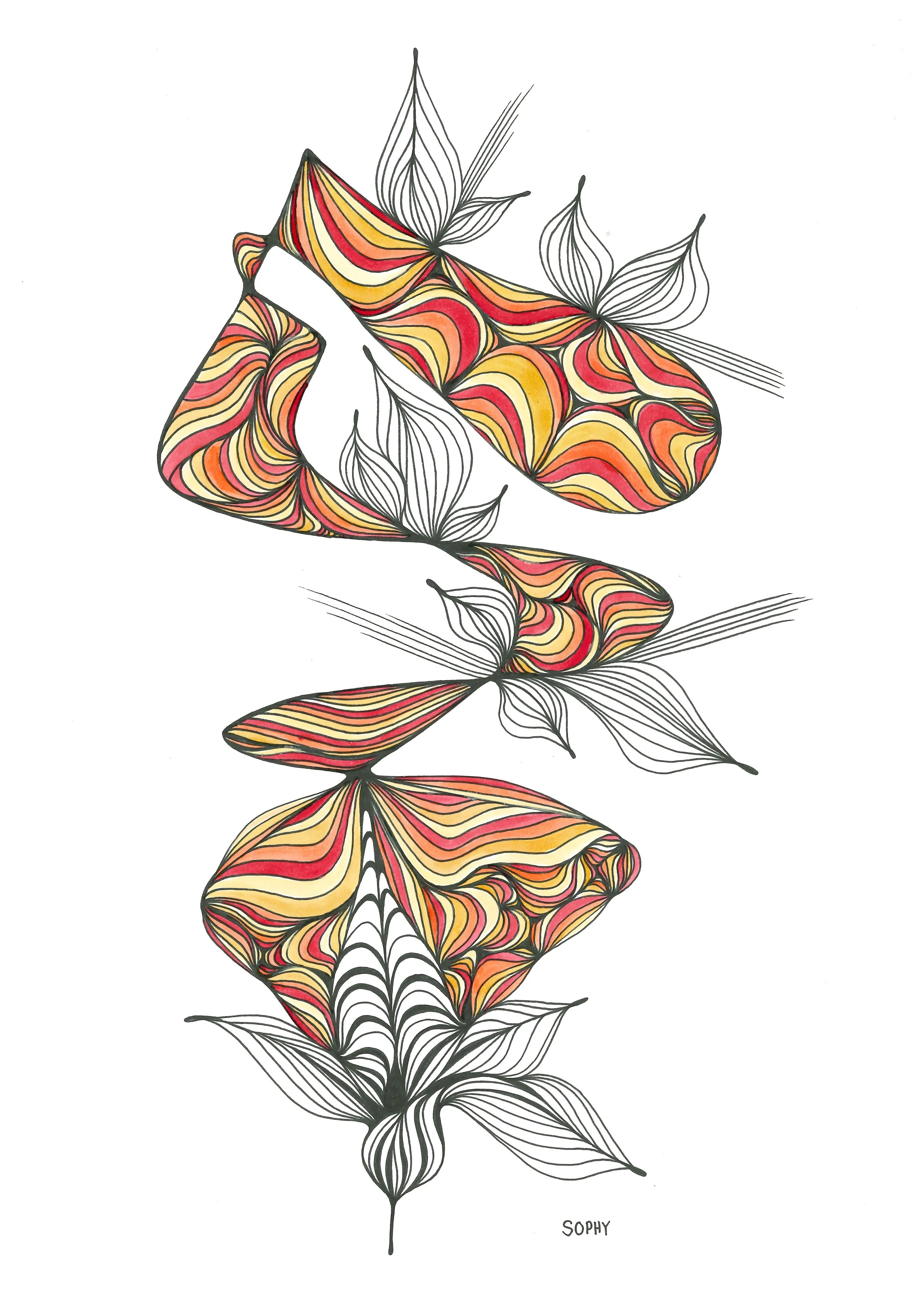 Thrill 3 - Pen and oil-paint A4