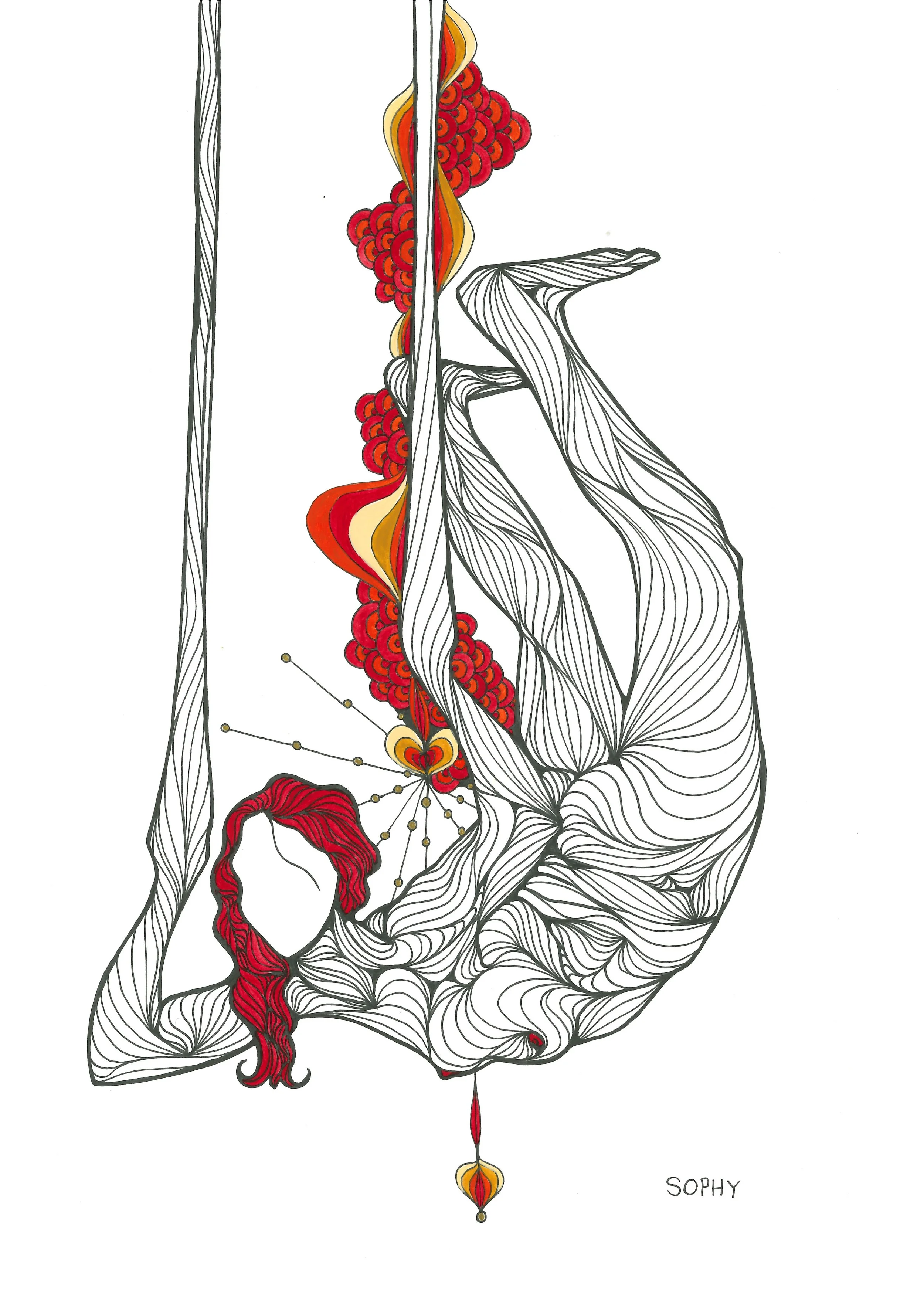 Thrill 9 - Pen and oil-paint A4