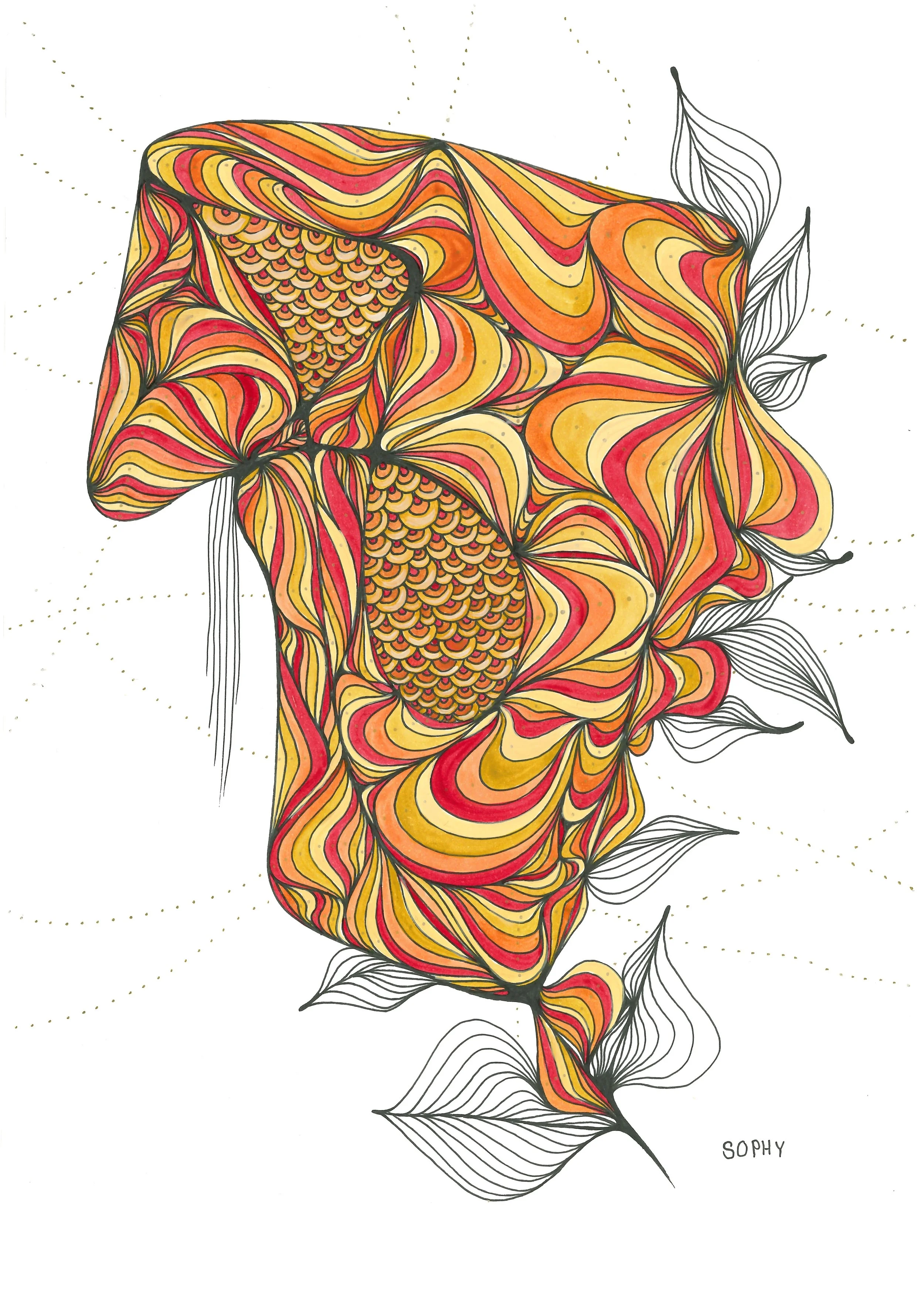 Thrill 10 - Pen and oil-paint A4