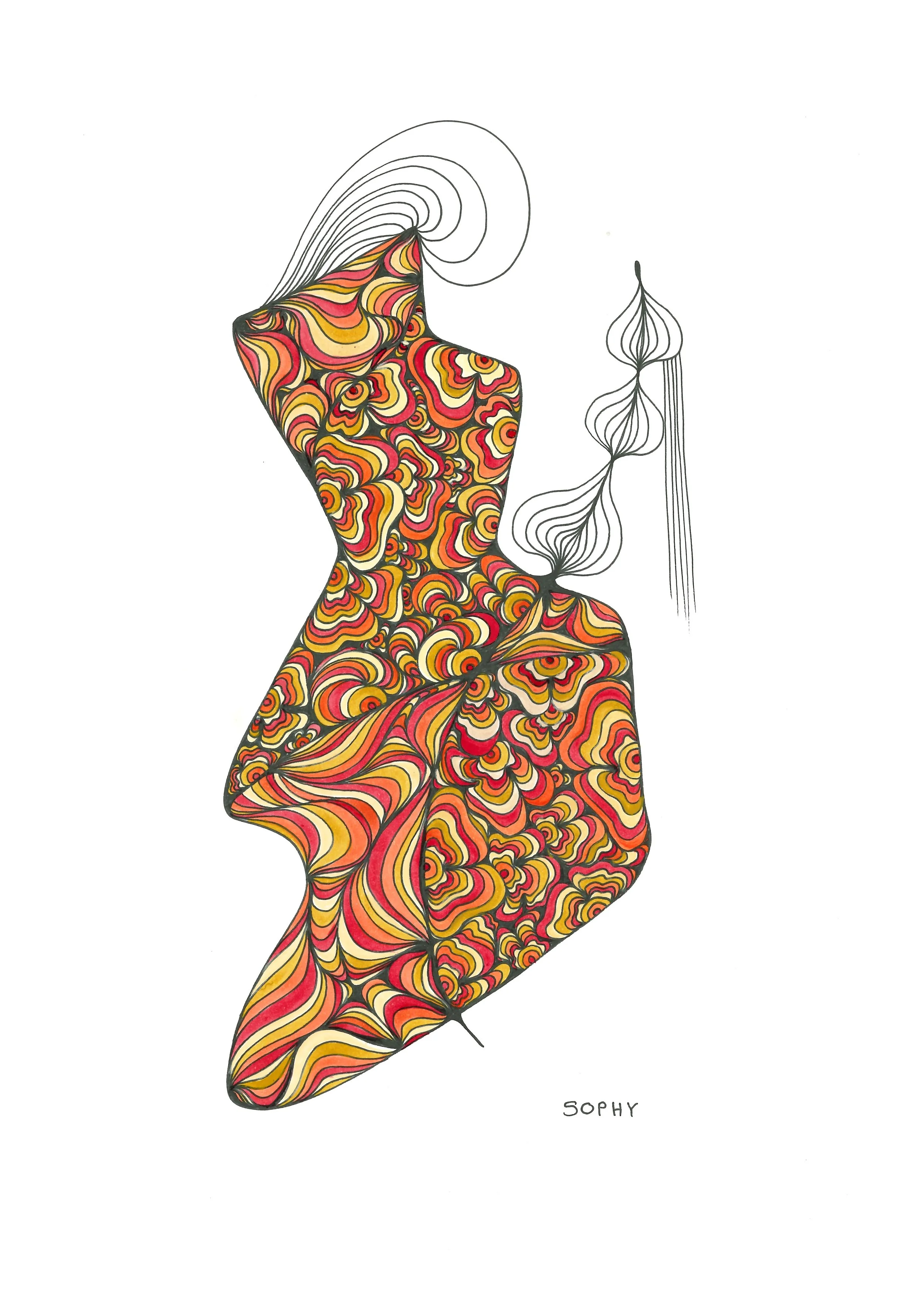 Thrill 14 - Pen and oil-paint A4