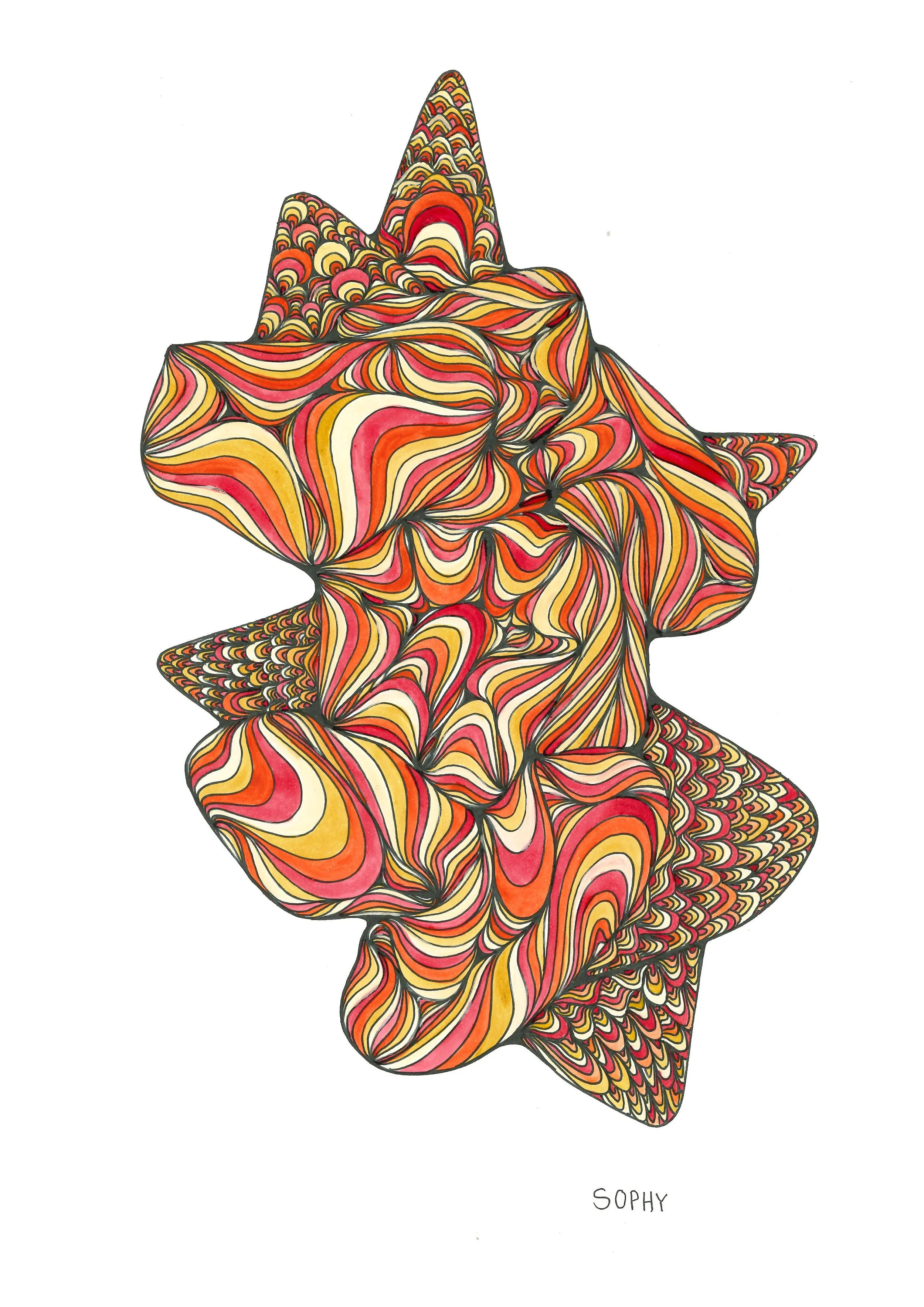 Thrill 11 - Pen and oil-paint A4