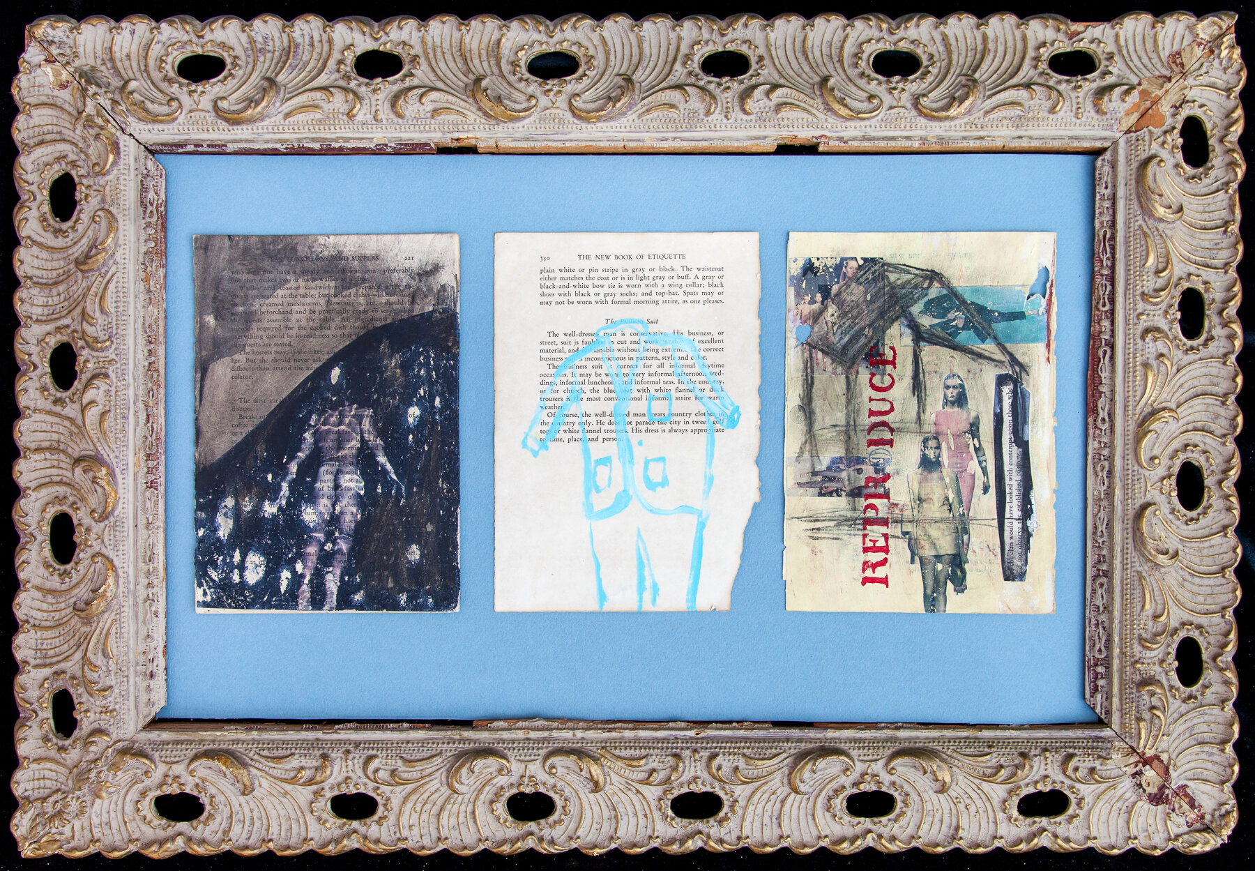 Book of Etiquette #14, 1997-1999 collage on book pages 8” x 5.5” each (50 total) sold
