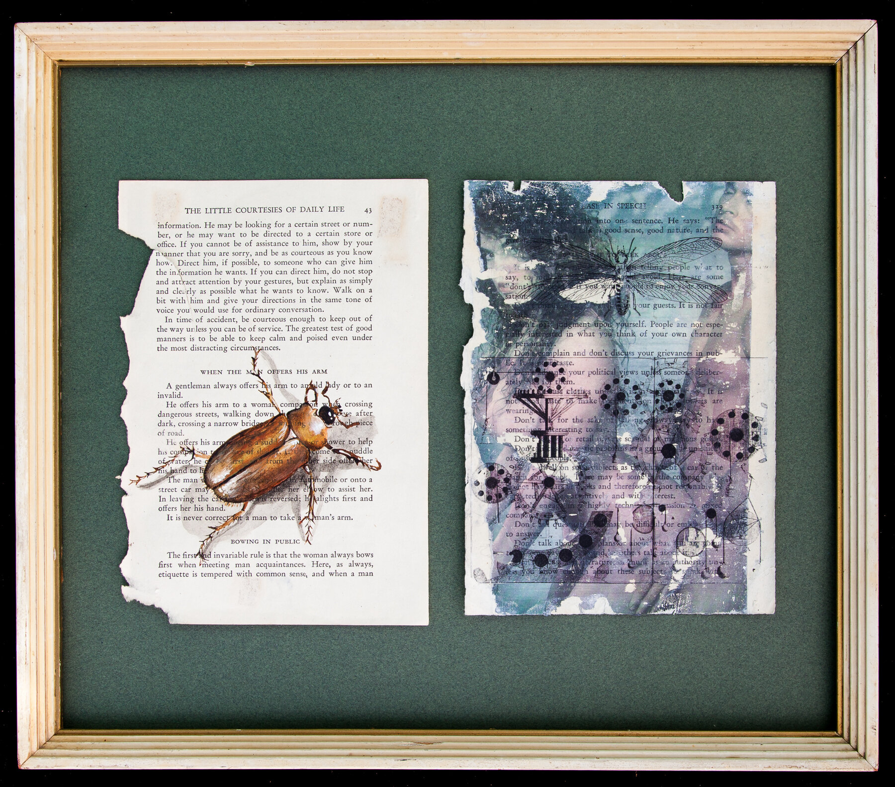 Book of Etiquette #5, 1997-1999 collage on book pages 8” x 5.5” each (50 total) sold