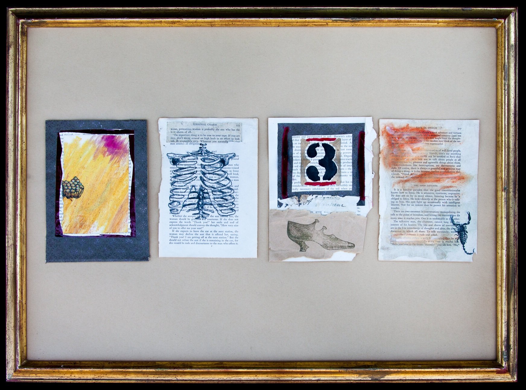 Book of Etiquette #8, 1997-1999 collage on book pages 8” x 5.5” each (50 total) sold