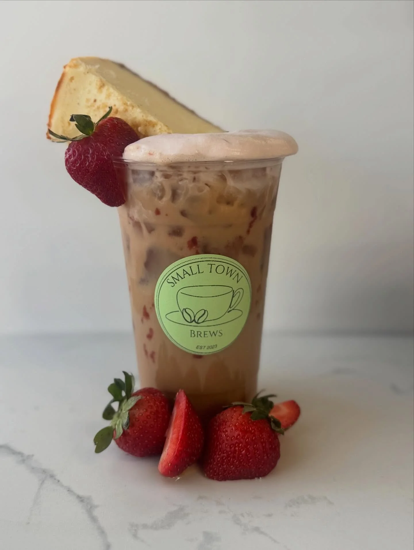 Strawberry Cheesecake Latte 🍓✨

Sweet, creamy, and topped with a little indulgence. 
This one tastes just like your favorite dessert in a cup. 
Trust us 🤍

Located at: 5851 Deale Churchton Rd
www.smalltownbrews.com to order ahead