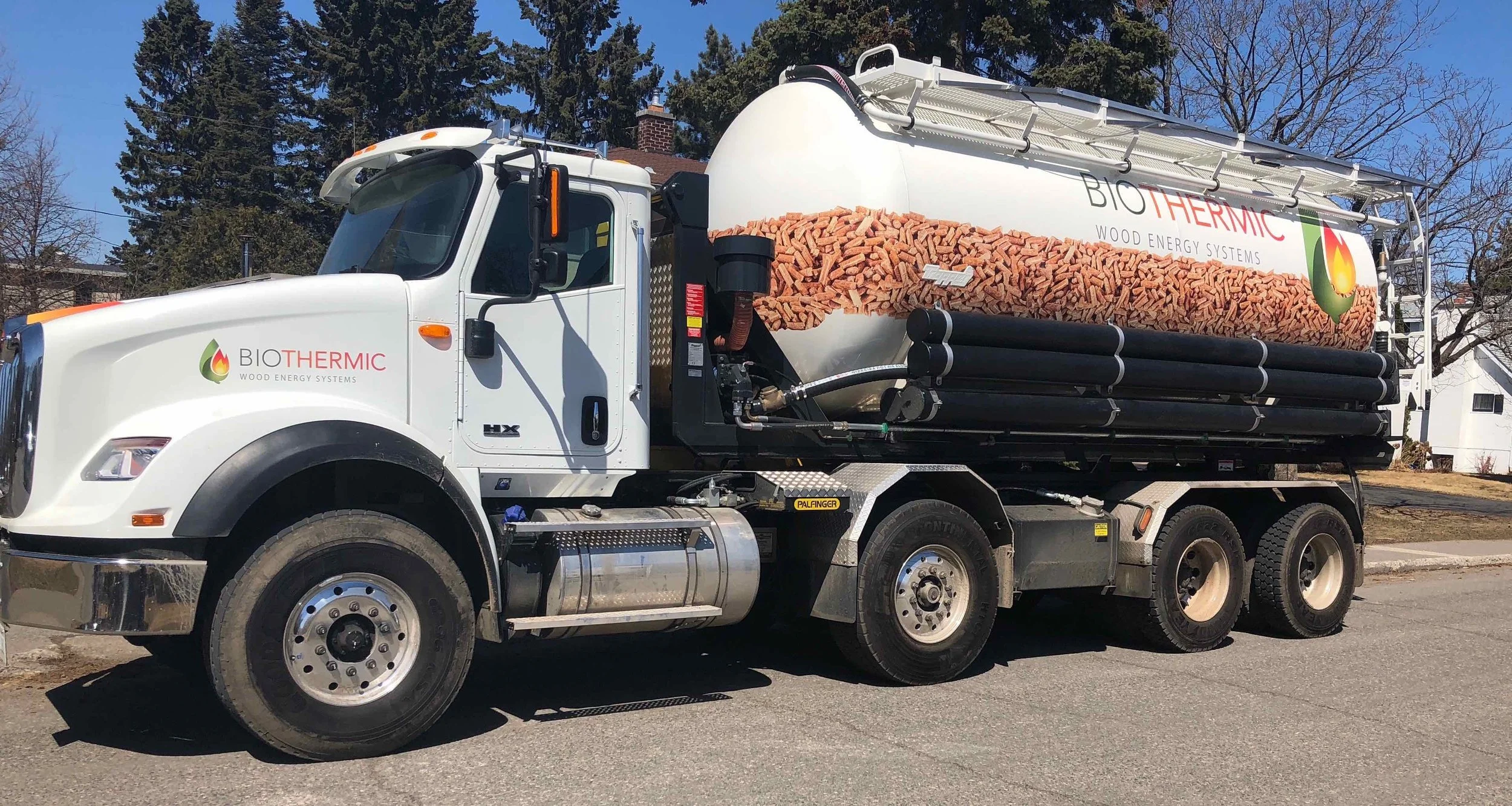 Bulk wood pellet delivery truck