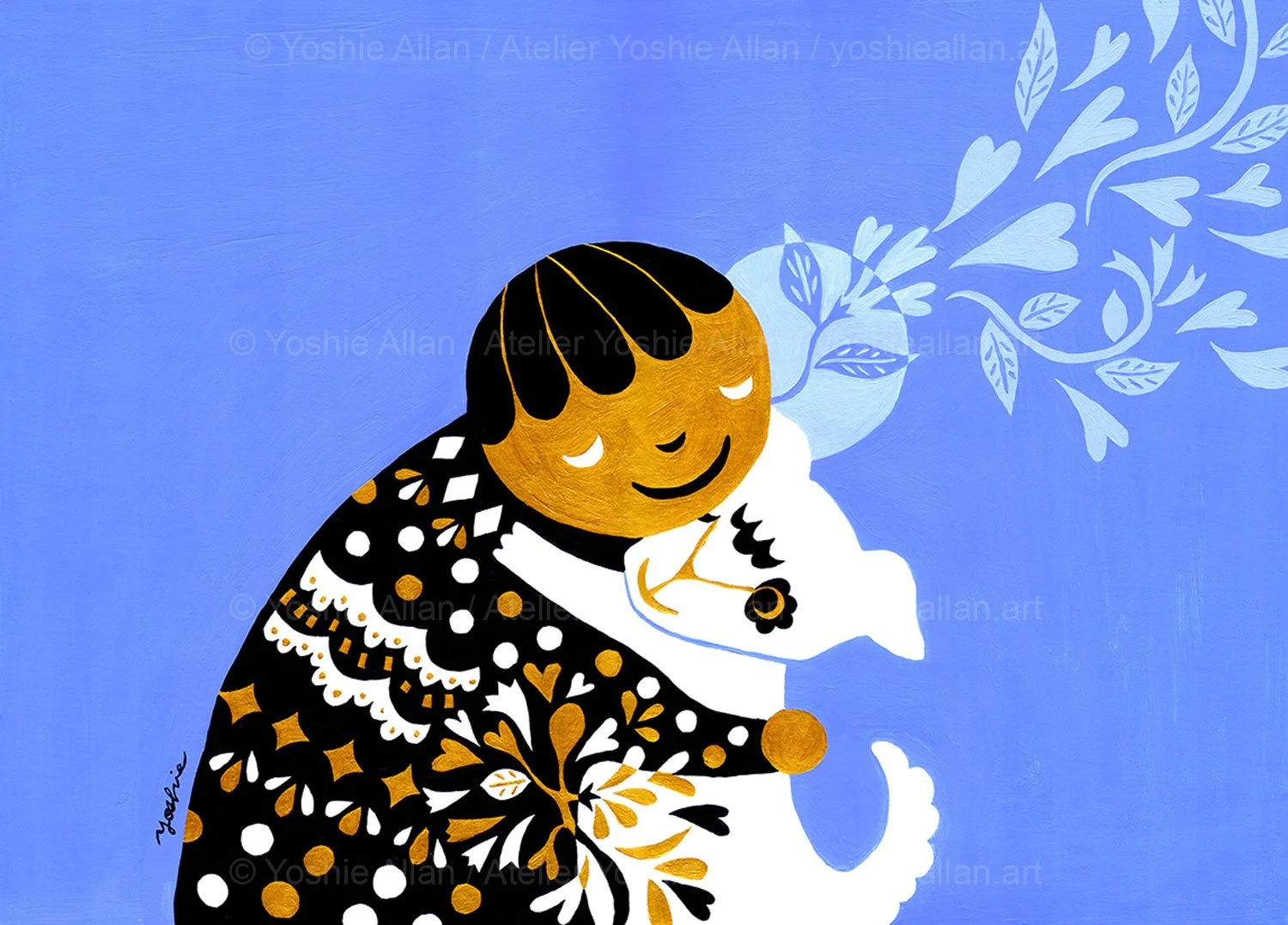 ‘Hug, Hug, Hug! 01’ 
‘Three colours+’ collection (2020)
Acrylic on canvas.  A3.