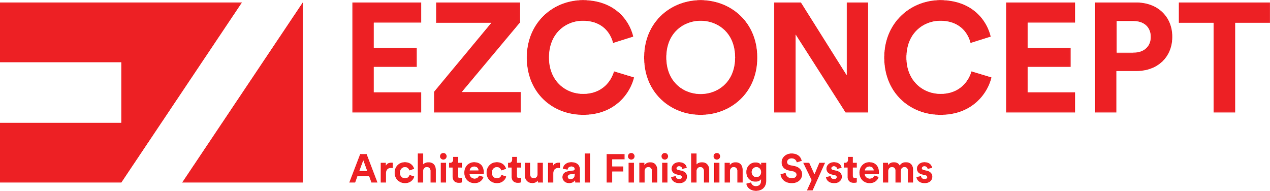 Logo of EZCONCEPT Architectural Finishing Systems with red and black design elements.
