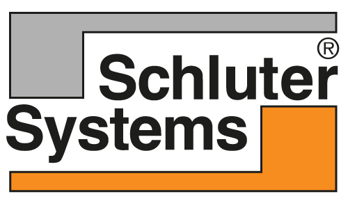 Schluter Systems logo with black, gray, and orange design elements.