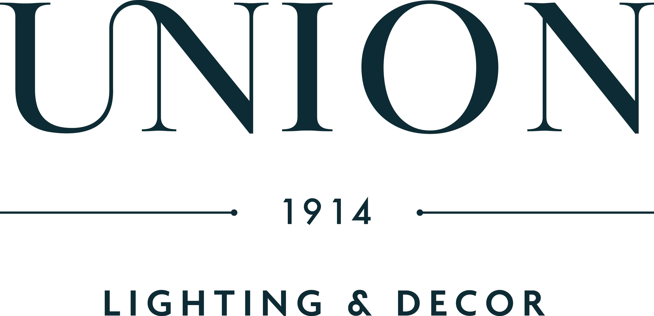 Logo for UNON with the year 1914 and the text 'Lighting & Decor' underneath.
