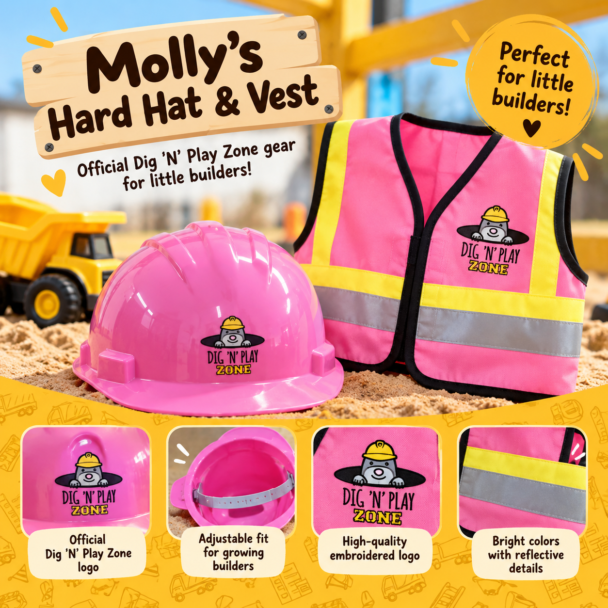 Little Builder Hard Hat & Vest Combo