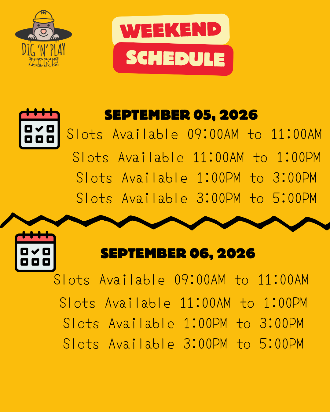 Weekend Schedule