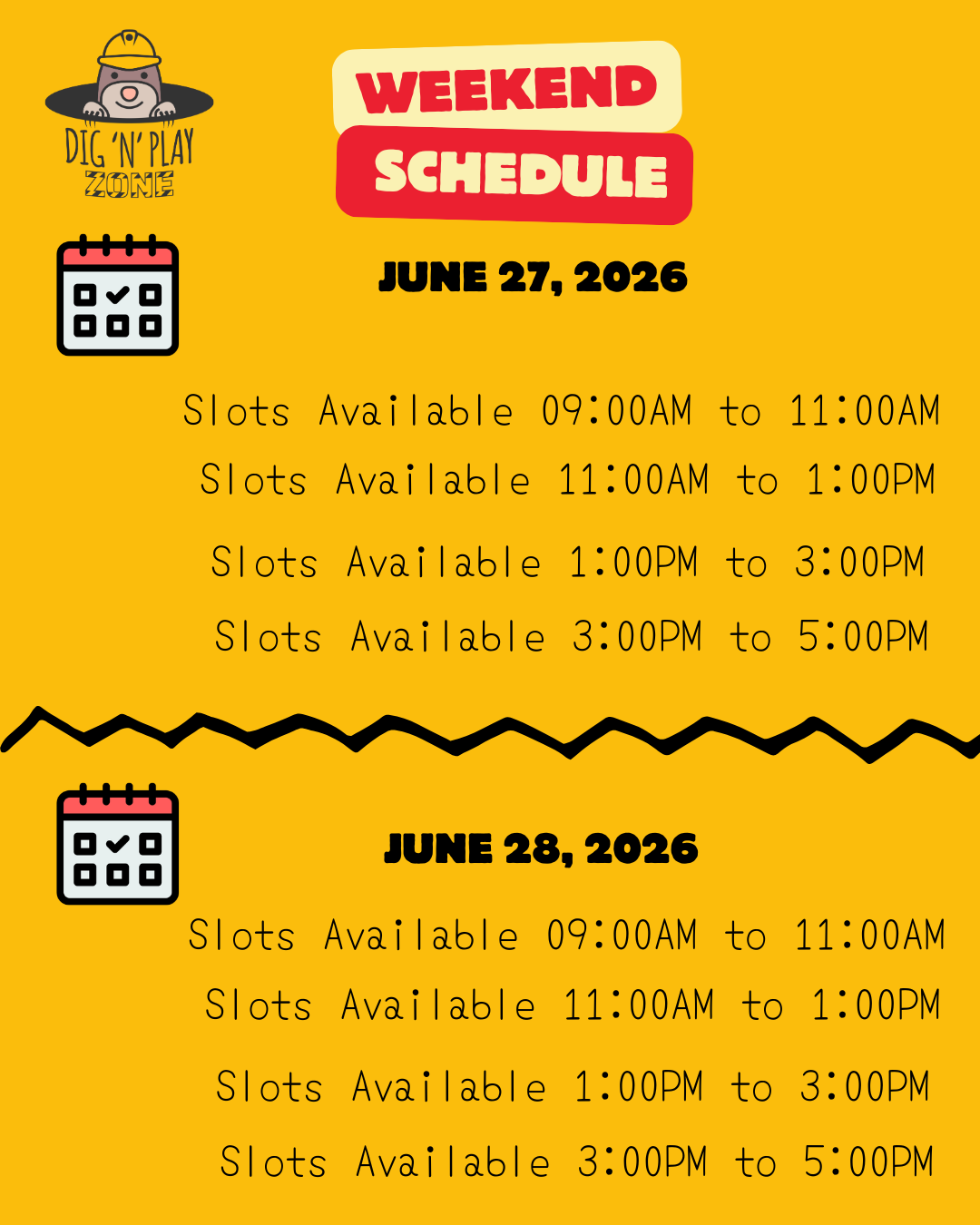 Weekend Schedule