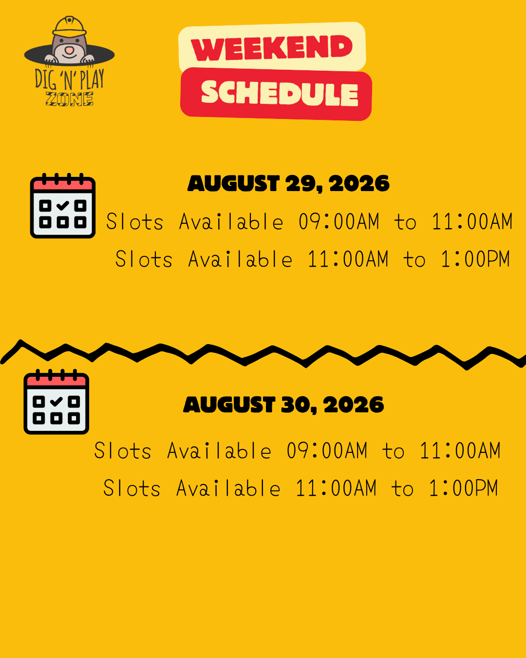 Weekend Schedule