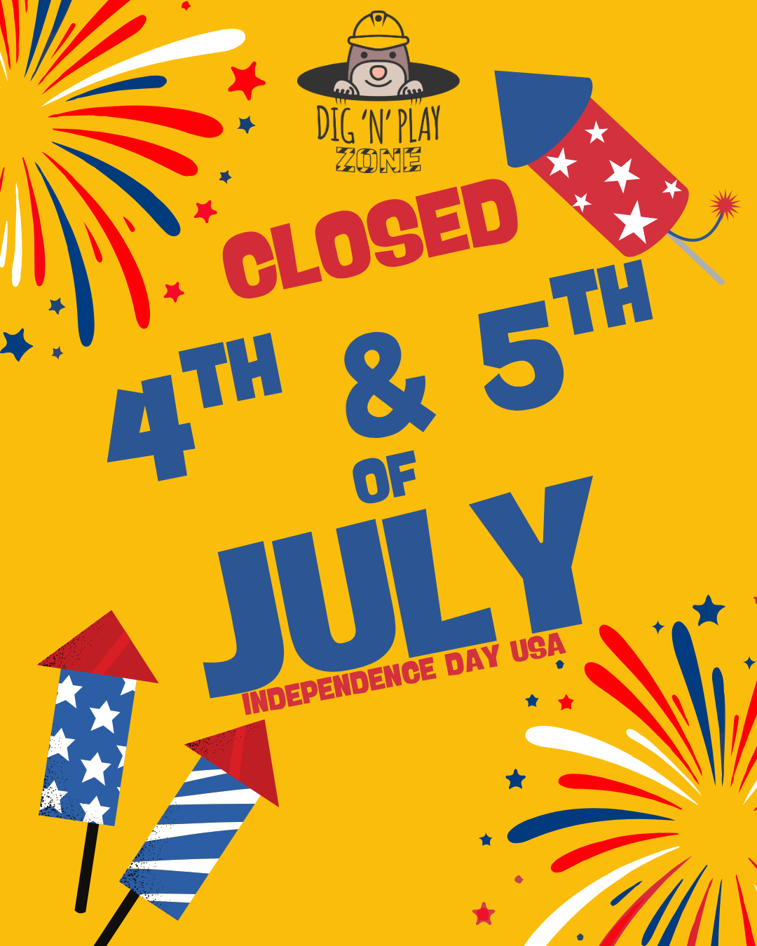closed July 4th and 5th