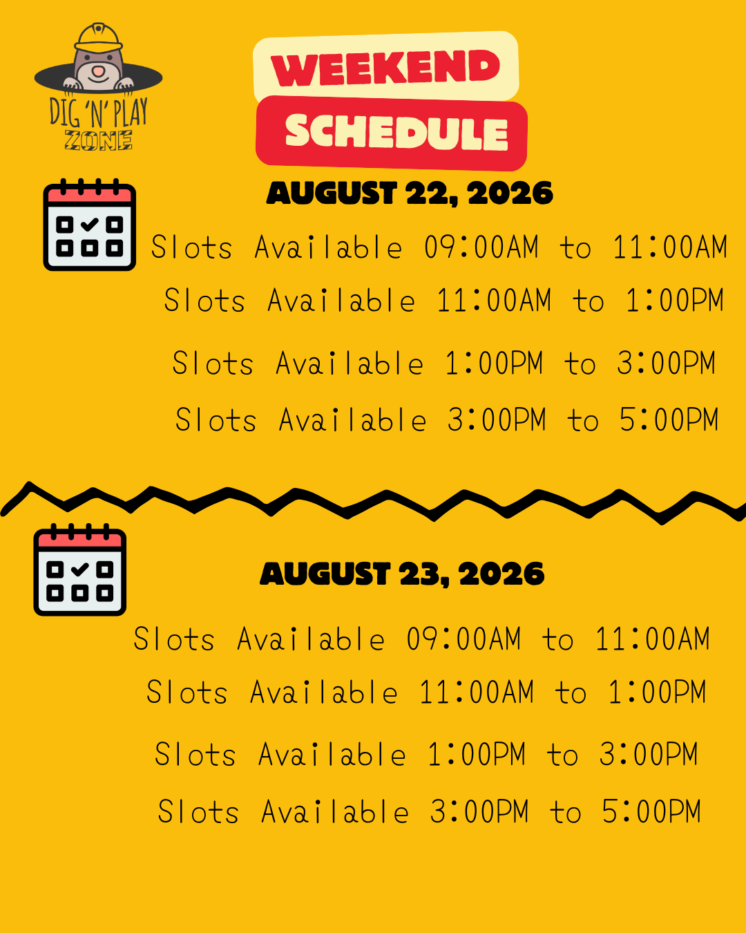 Weekend Reservation Schedule
