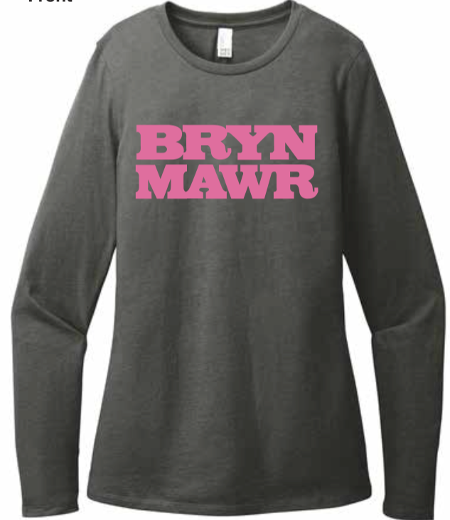 Bryn Mawr Long Sleeve T-shirt, pink on gray