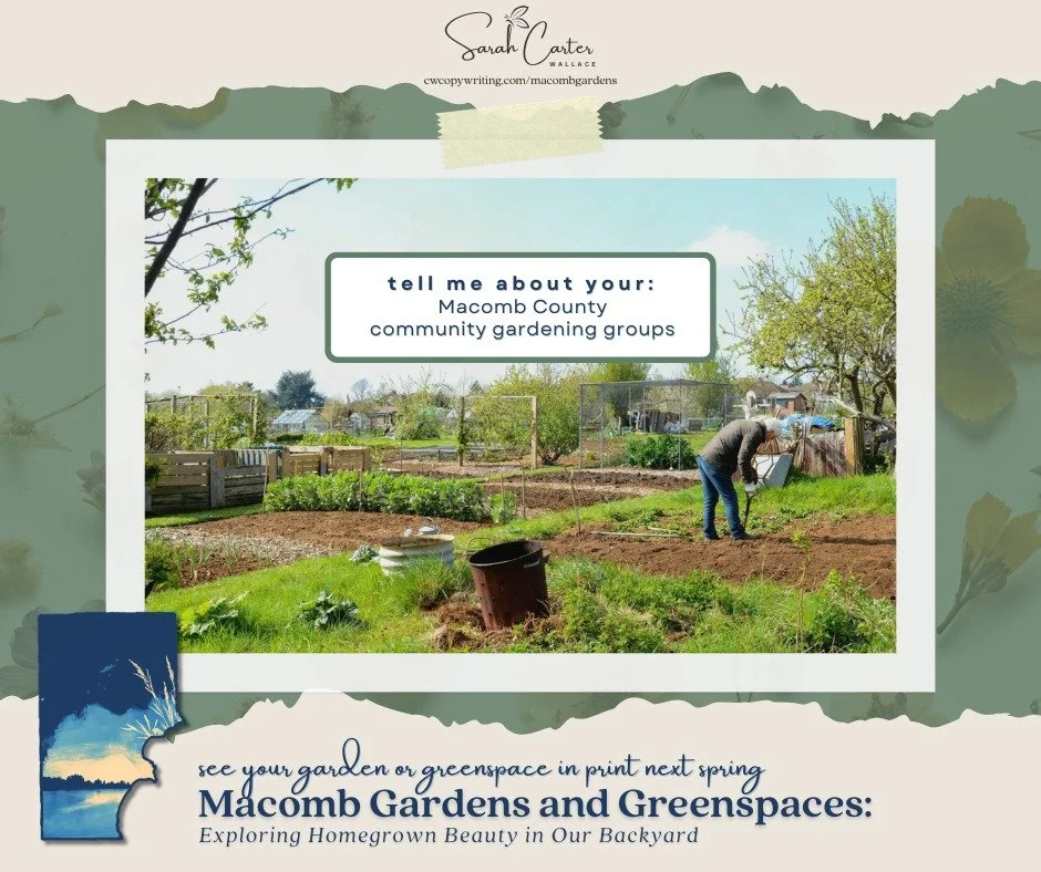 IN SEARCH OF: Macomb County gardening groups who want their greenspace showcased in print next spring! 💚 This is a unique opportunity to brag about the power of collective efforts and building beauty in our community. 

Group admins and organizers c