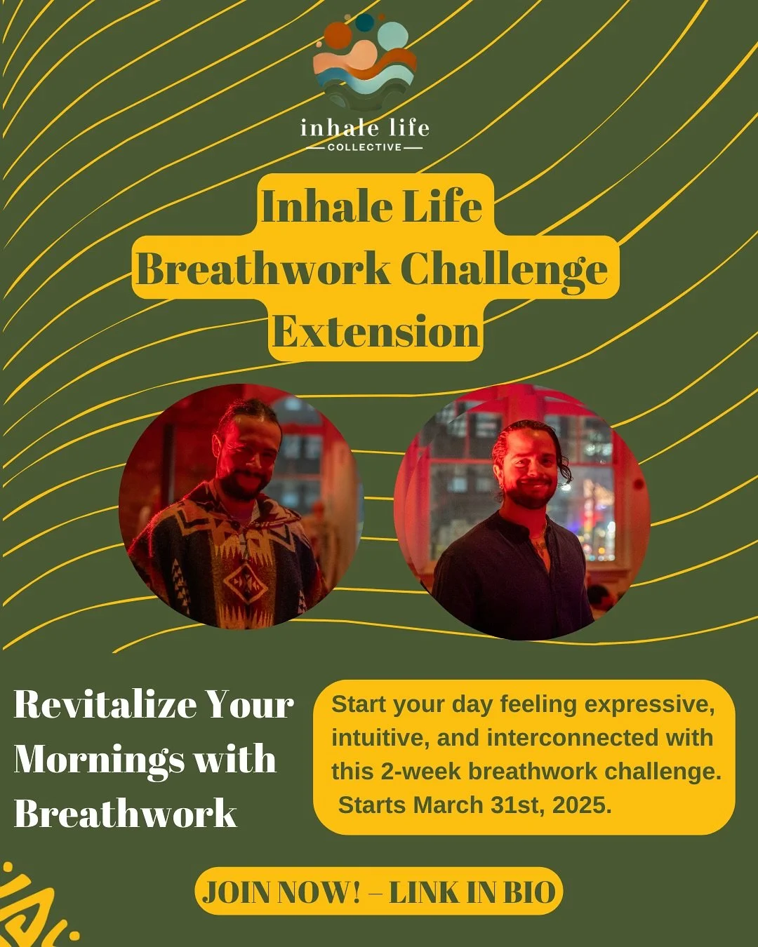 We&rsquo;re extending the Inhale Life Breathwork Challenge for two more weeks!! 

This time, moving beyond the physical into the subtle realms of sound, vision, and consciousness.

🌀 Week 1: Explore sound &amp; intuition
🧘🏽&zwj;♀️ Week 2: Connect 