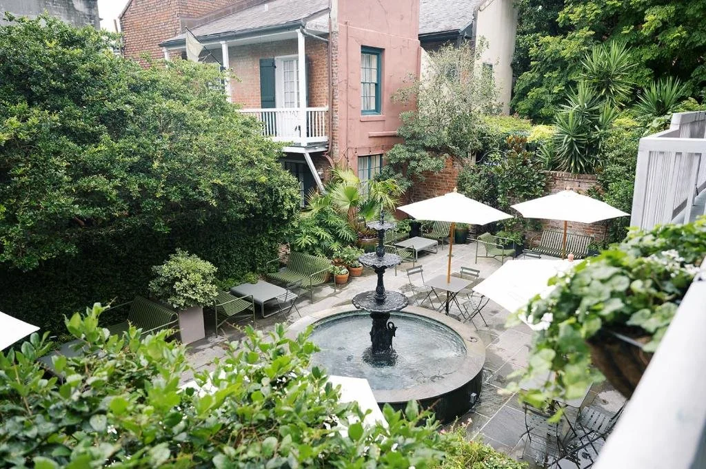 Celestine Hotel courtyard event space in the French Quarter New Orleans