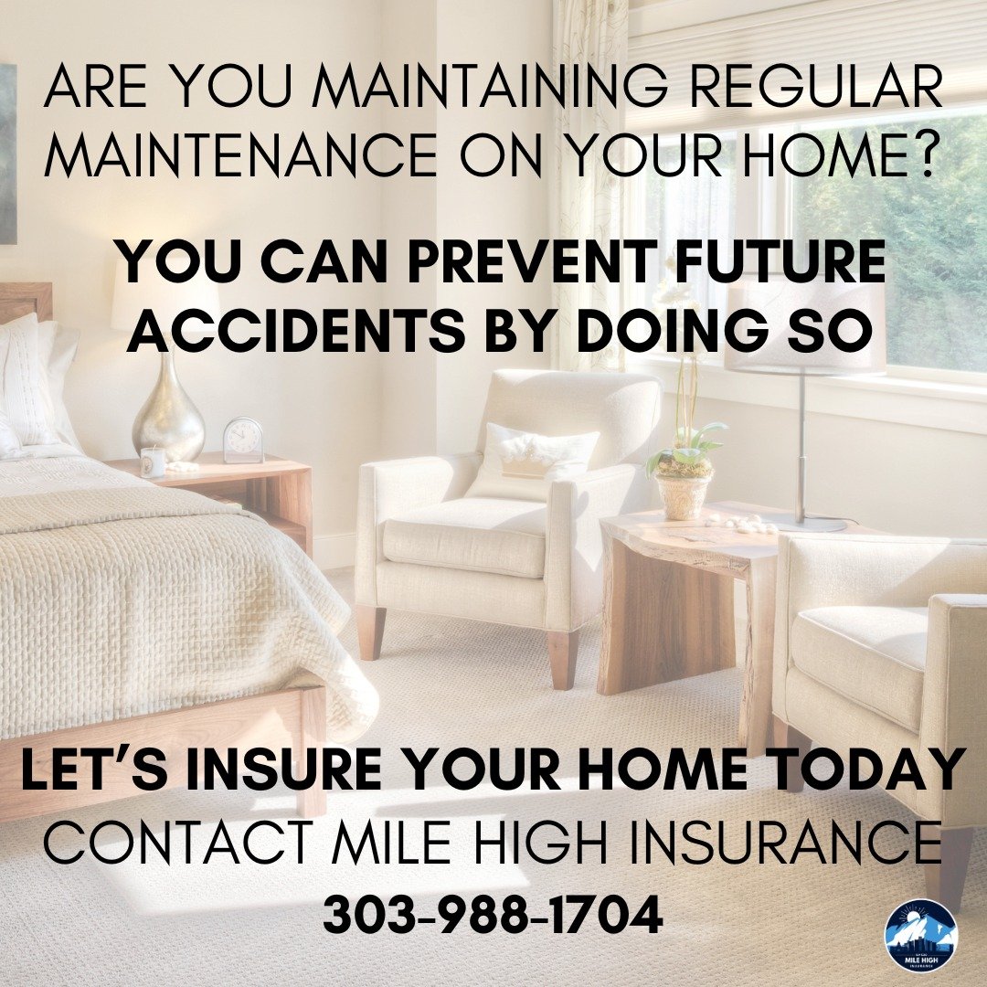 To ensure a safe and steady home make sure you are up to date on your home maintenance and up to date on your home insurance coverage with Mile High Insurance. Call us today!

#MileHigh #Denver #Insurance #HomeInsurance #Maintenance #Covered