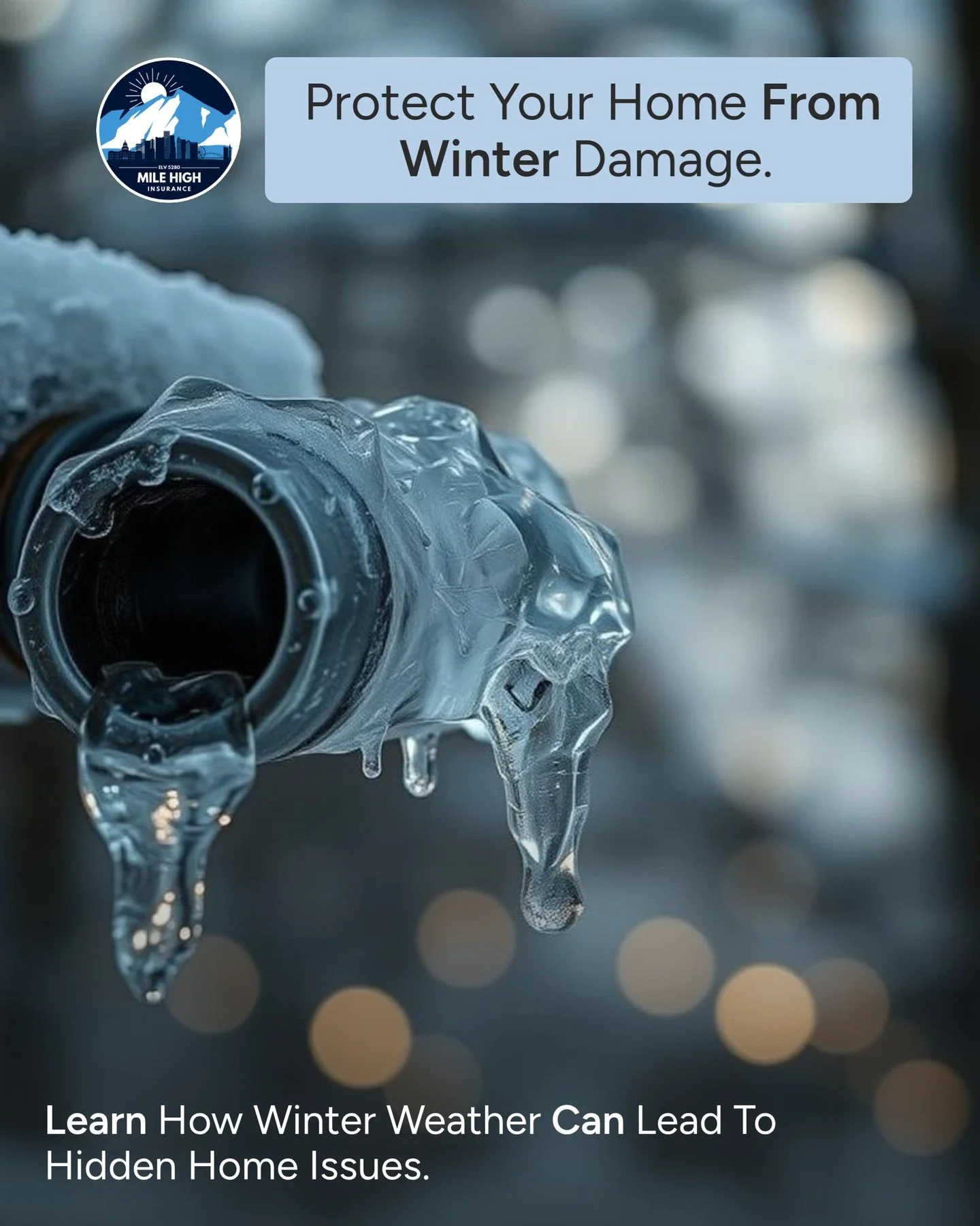 Winter weather can lead to serious, hidden home damage. ❄️ Frozen pipes can burst, causing significant leaks. Ice dams on roofs trap water, leading to leaks inside your home. As snow melts, water damage may occur, impacting walls and foundations. 

W