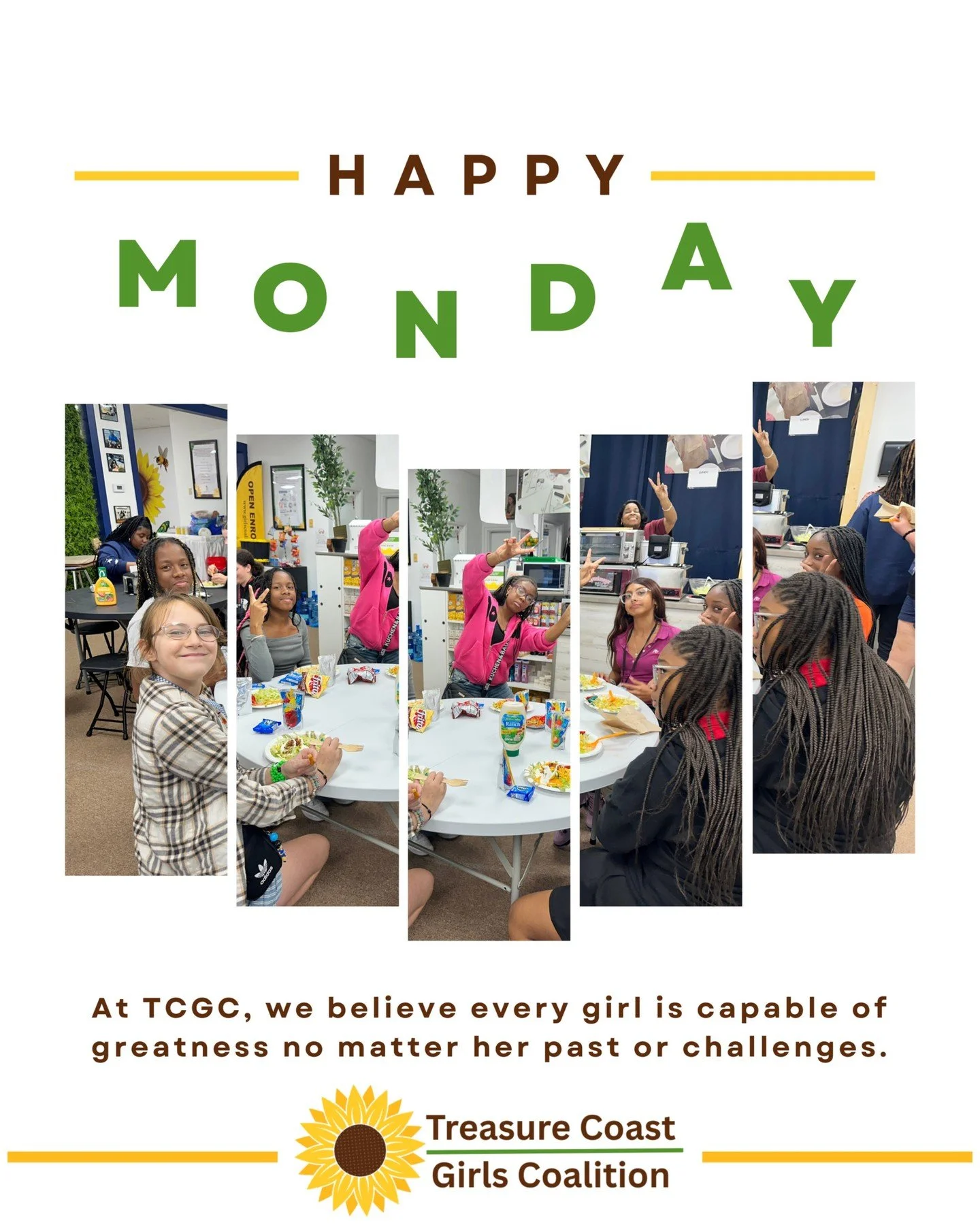 ✨ Motivation Monday ✨

At TCGC, we believe that every girl is capable of greatness, regardless of her past or challenges. We were once young girls, so we know the daily challenges they face because of their peers and society.🌻

We constantly remind 