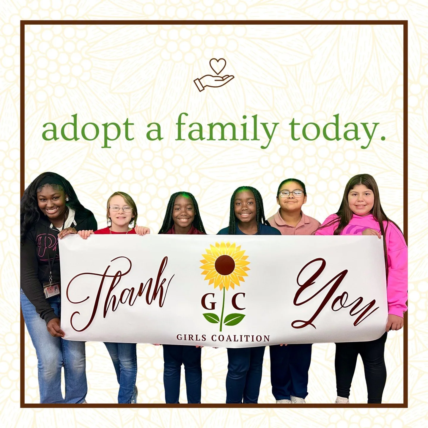 🌻 Adopt a TCGC Family for the Holidays 🌻

Help lighten the financial burden for families in our community this holiday season.
The holidays bring joy, but for many of our TCGC families, they also bring added stress. Through our Adopt a TCGC Family 